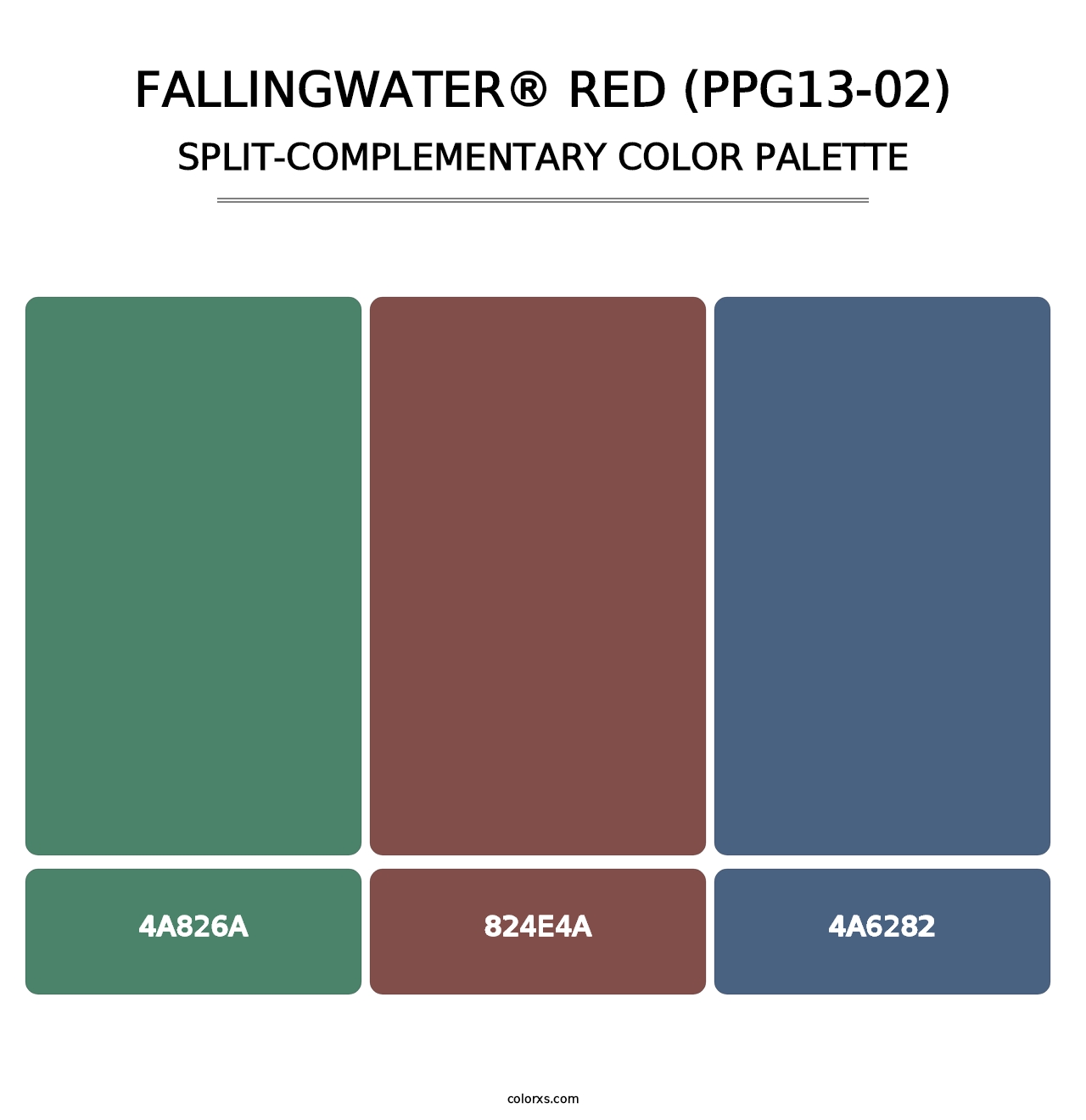 Fallingwater® Red (PPG13-02) - Split-Complementary Color Palette