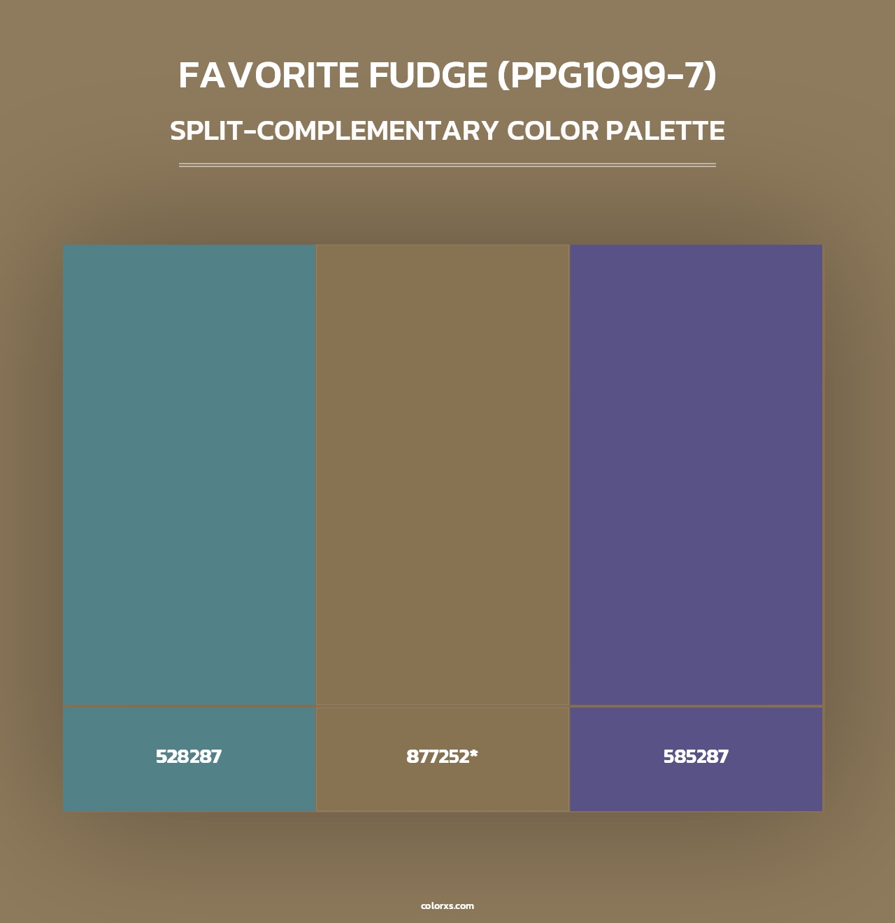 Favorite Fudge (PPG1099-7) - Split-Complementary Color Palette