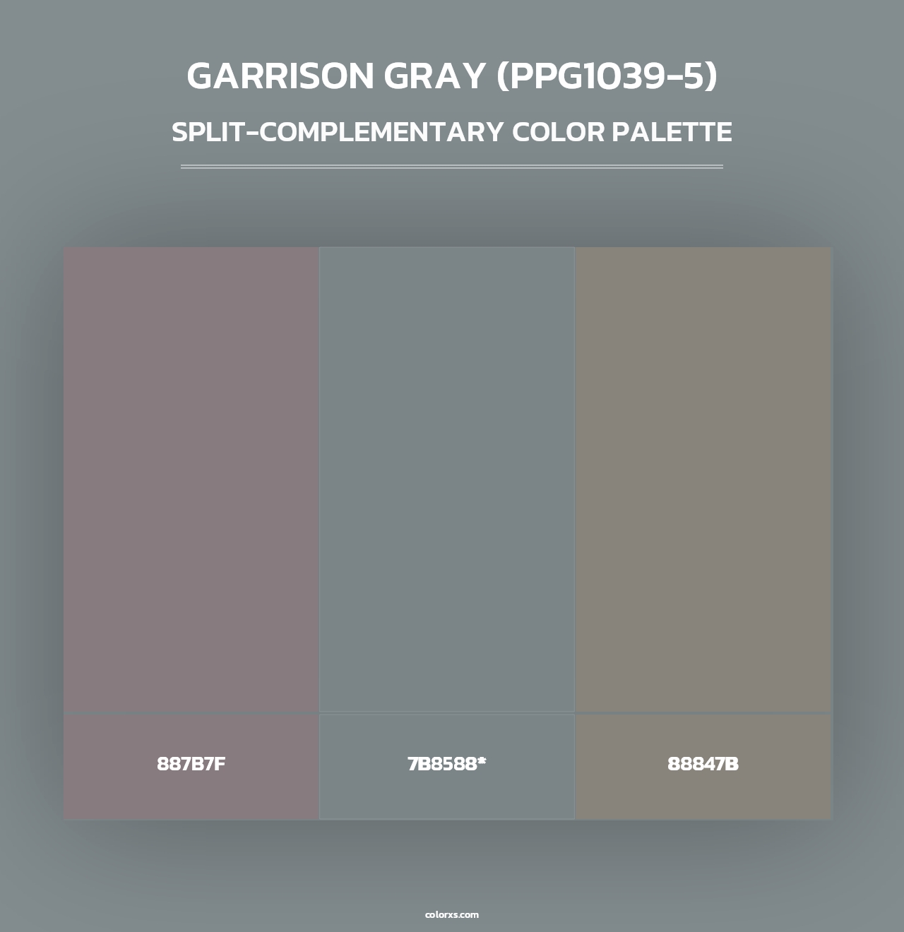 Garrison Gray (PPG1039-5) - Split-Complementary Color Palette