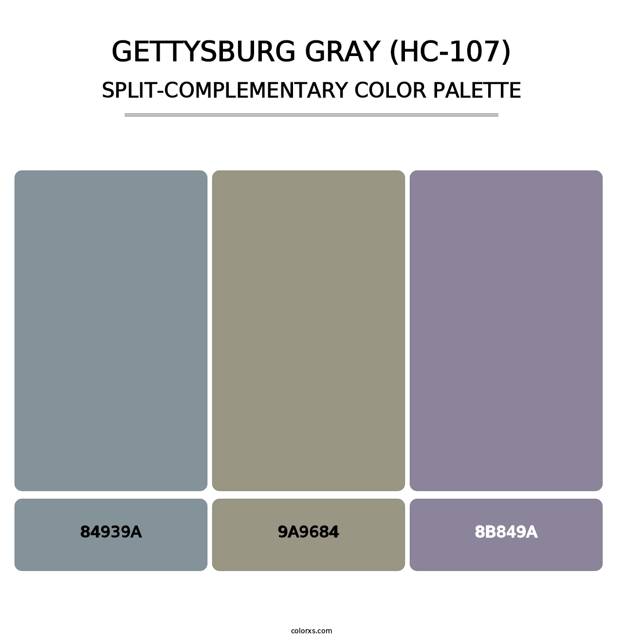 Gettysburg Gray (HC-107) - Split-Complementary Color Palette