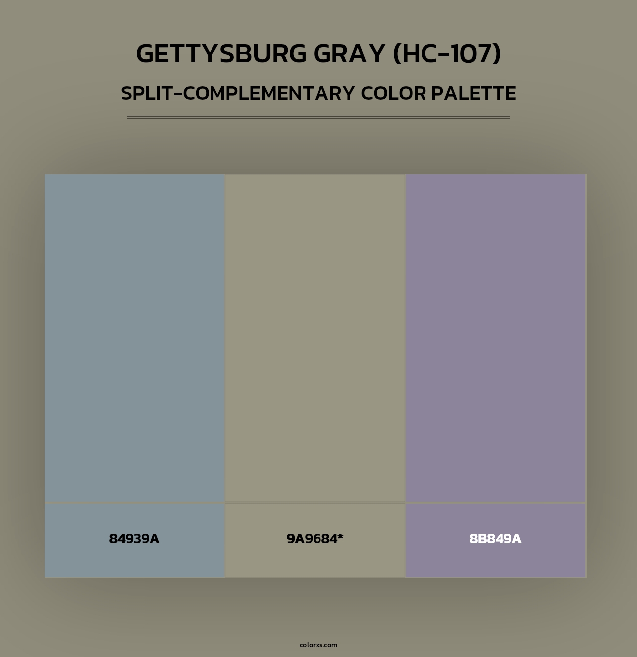 Gettysburg Gray (HC-107) - Split-Complementary Color Palette