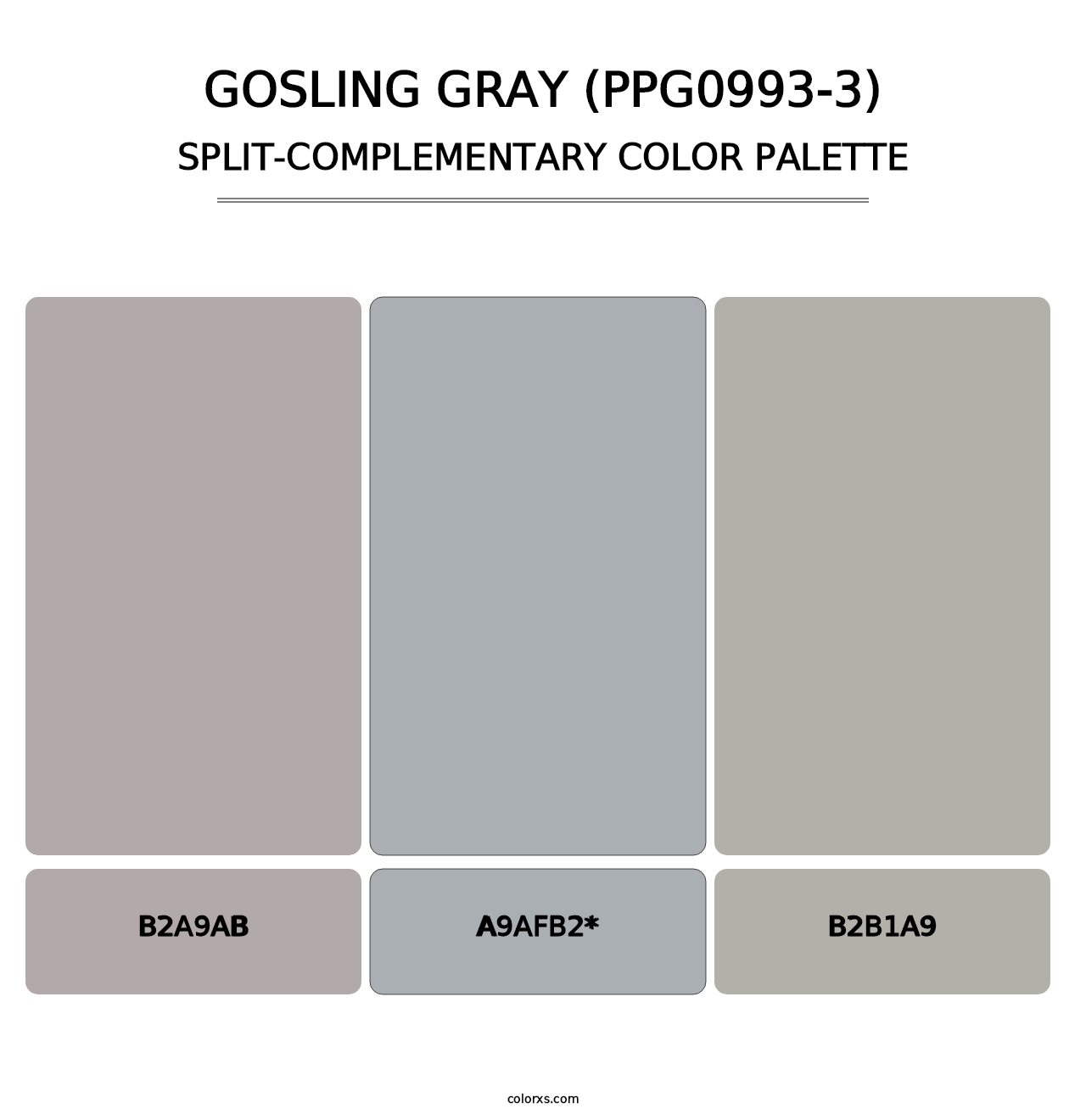 Gosling Gray (PPG0993-3) - Split-Complementary Color Palette