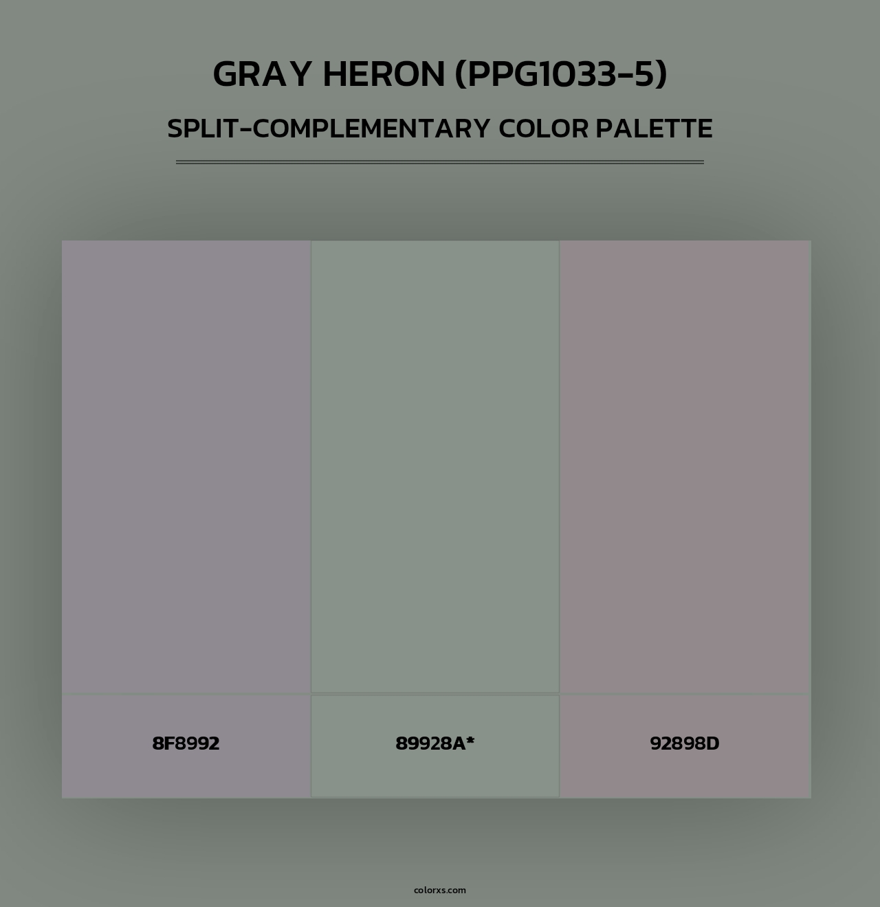 Gray Heron (PPG1033-5) - Split-Complementary Color Palette