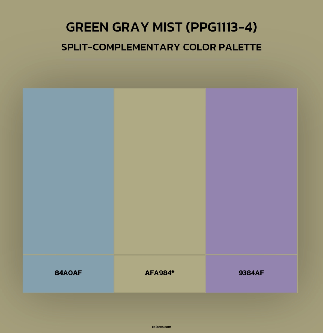 Green Gray Mist (PPG1113-4) - Split-Complementary Color Palette