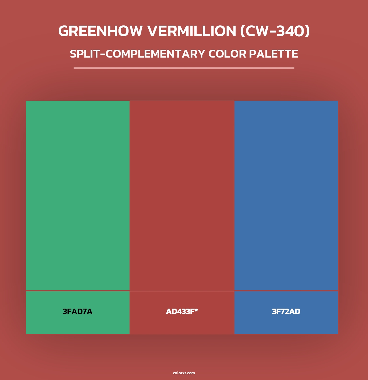 Greenhow Vermillion (CW-340) - Split-Complementary Color Palette