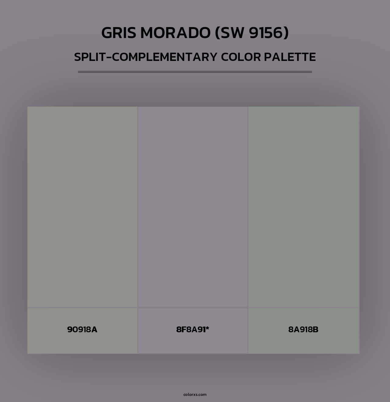 Gris Morado (SW 9156) - Split-Complementary Color Palette