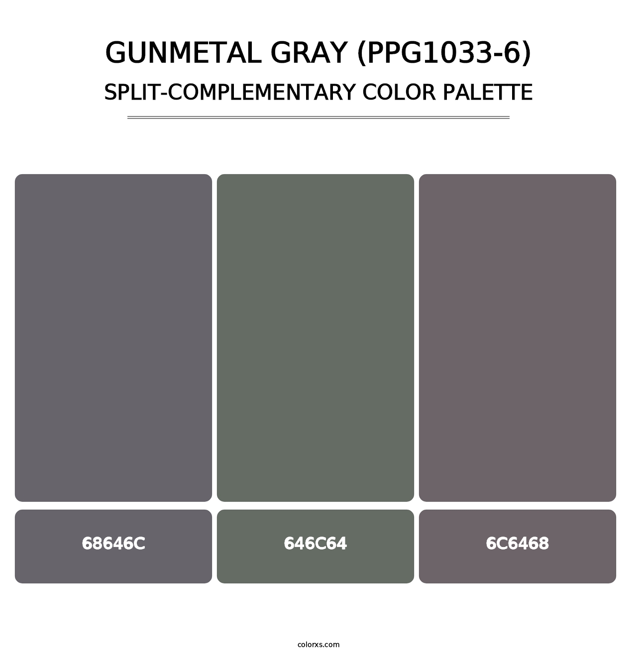 Gunmetal Gray (PPG1033-6) - Split-Complementary Color Palette