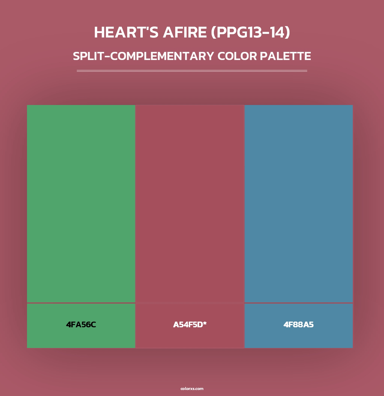 Heart's Afire (PPG13-14) - Split-Complementary Color Palette