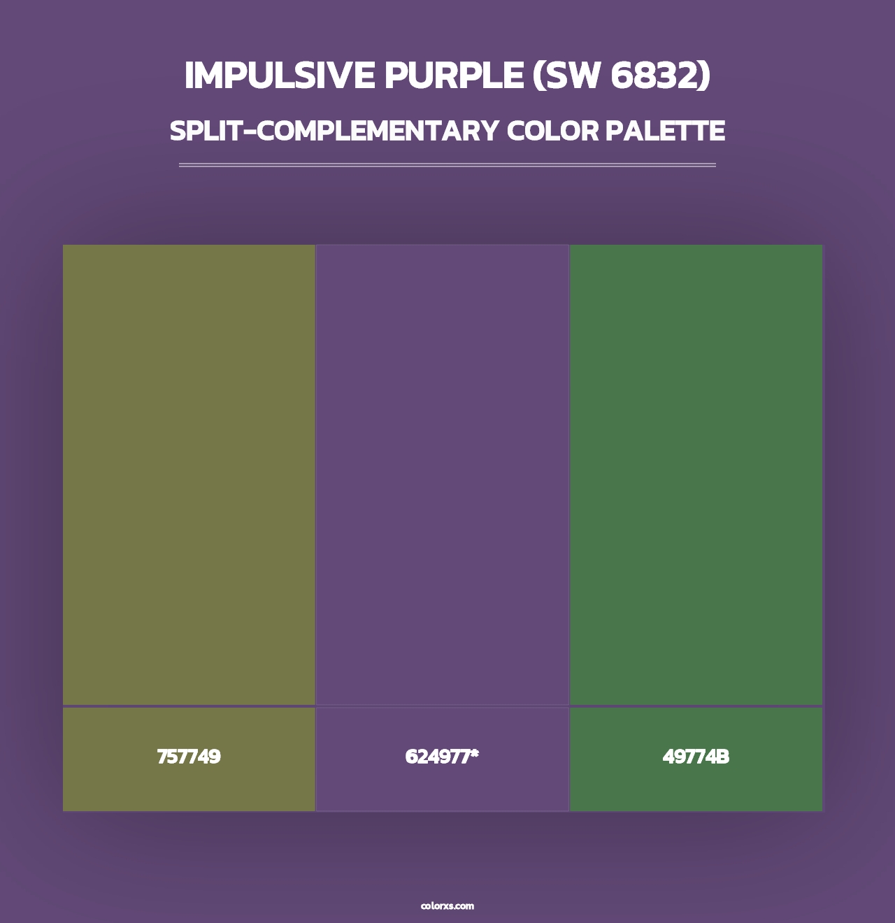 Impulsive Purple (SW 6832) - Split-Complementary Color Palette