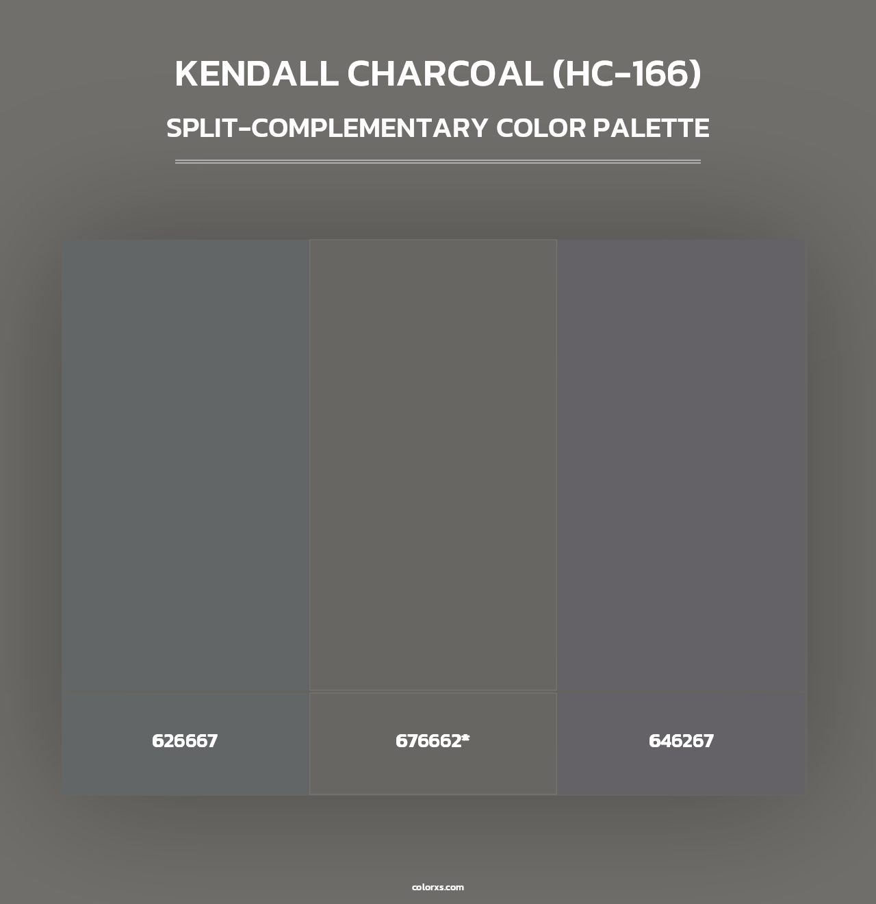 Kendall Charcoal (HC-166) - Split-Complementary Color Palette