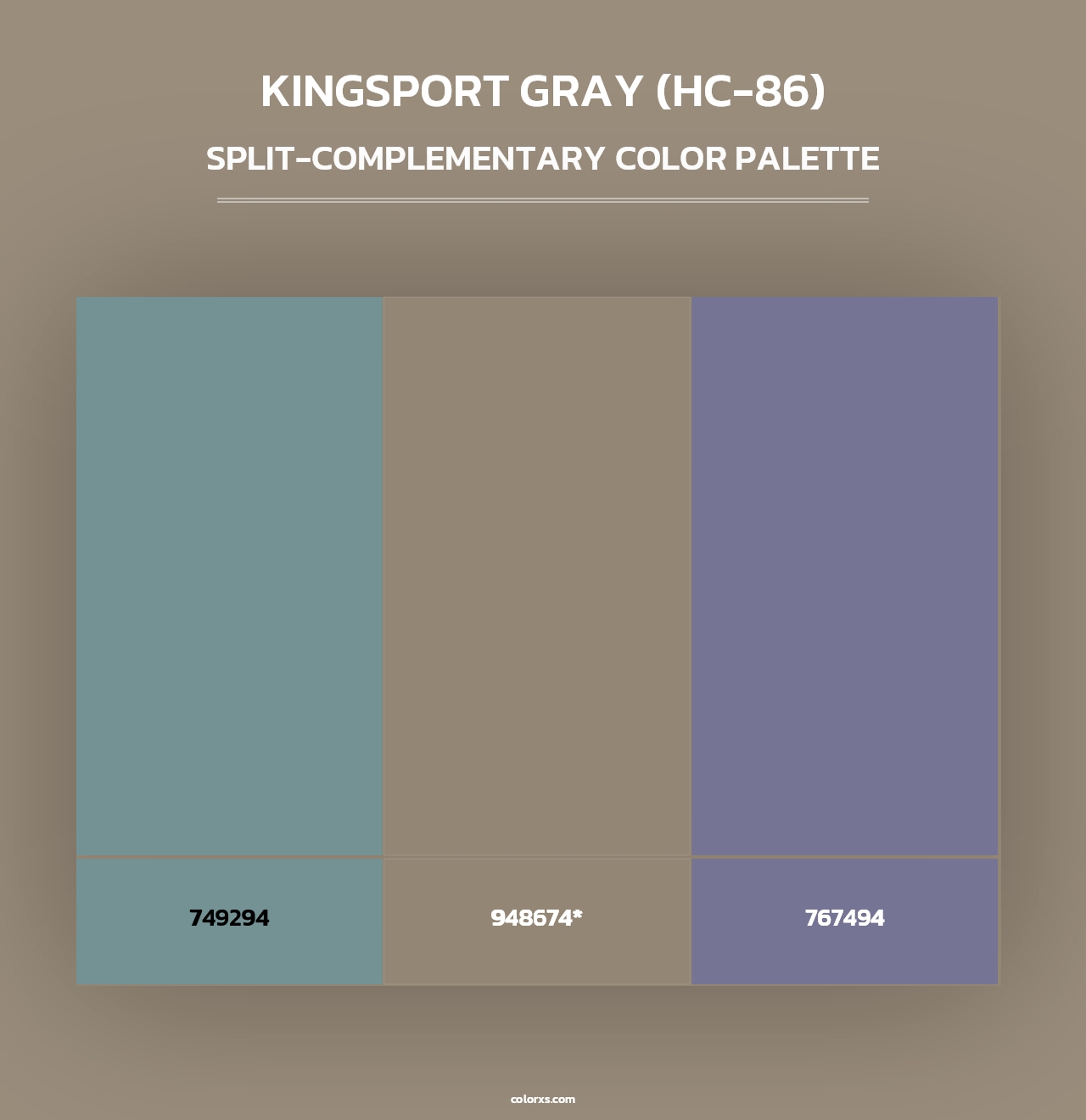 Kingsport Gray (HC-86) - Split-Complementary Color Palette