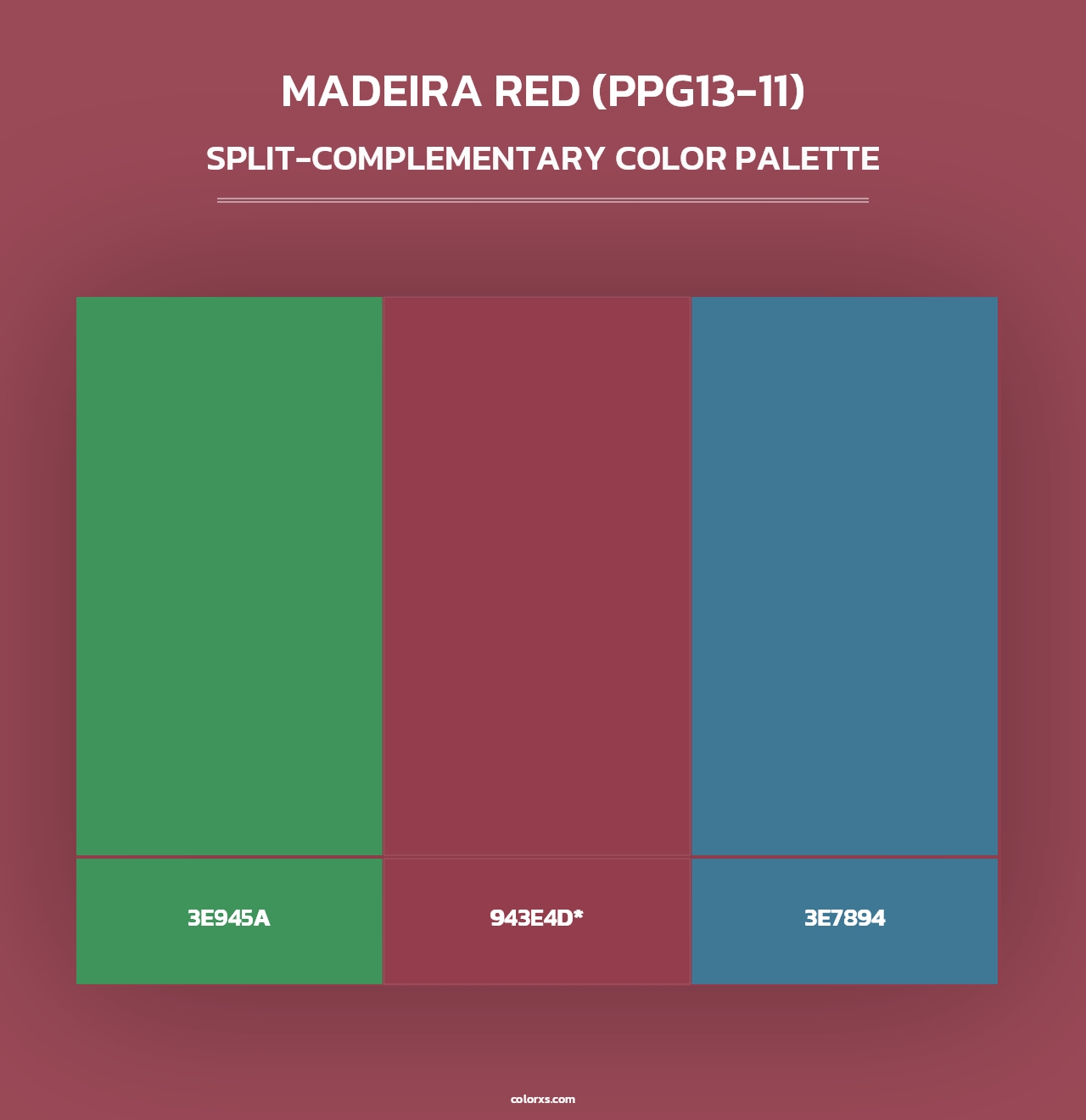 Madeira Red (PPG13-11) - Split-Complementary Color Palette