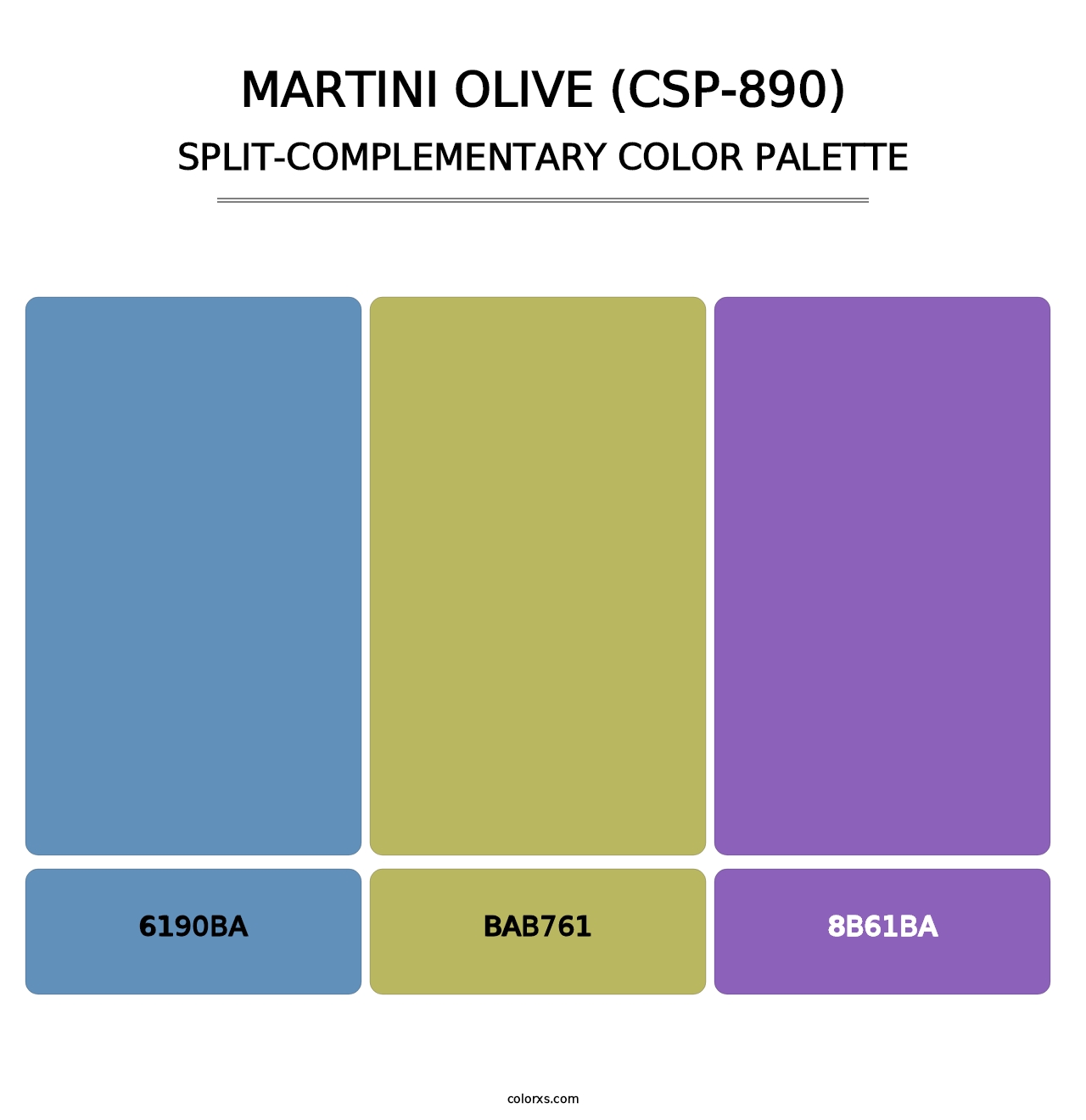 Martini Olive (CSP-890) - Split-Complementary Color Palette