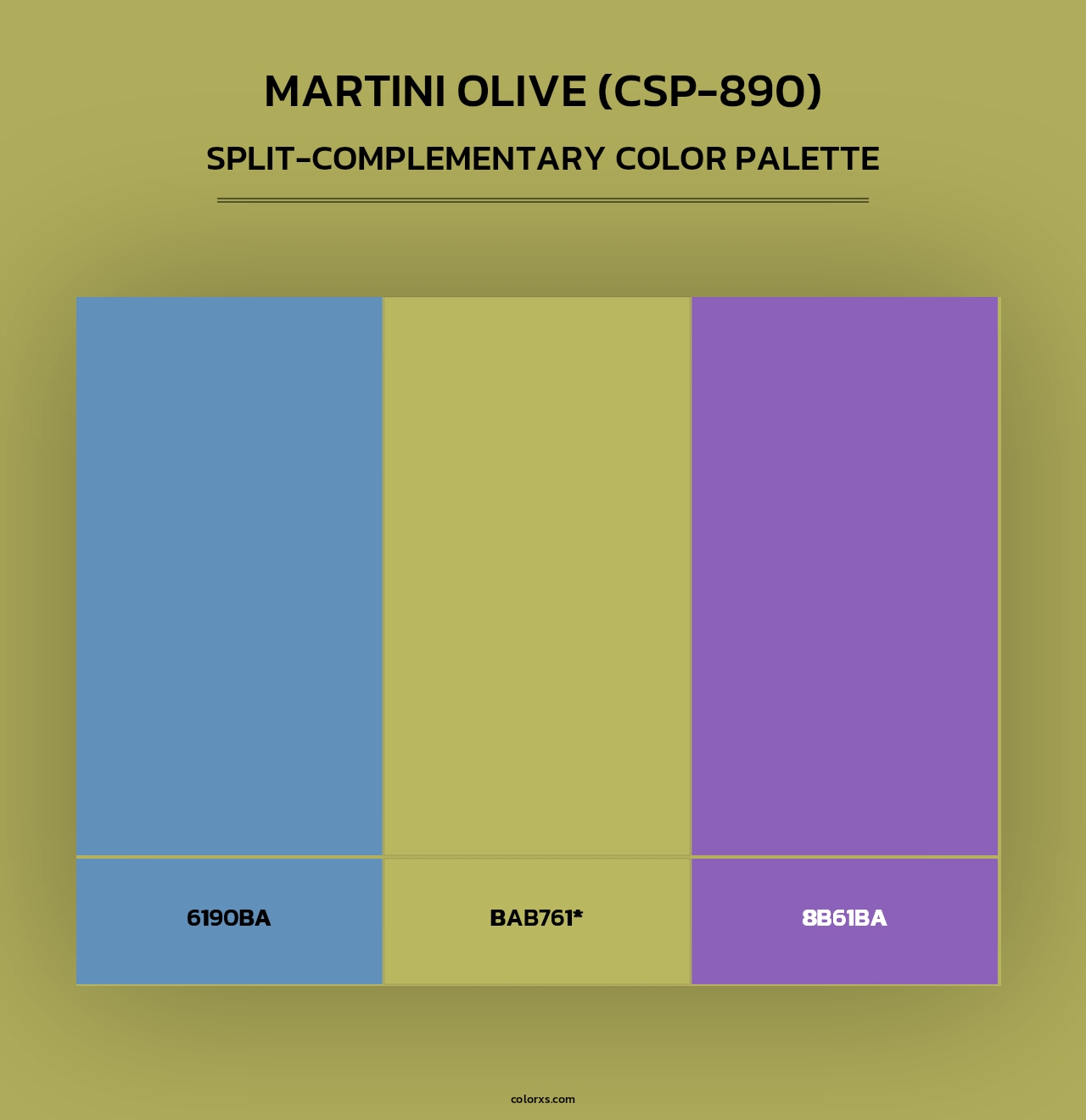 Martini Olive (CSP-890) - Split-Complementary Color Palette