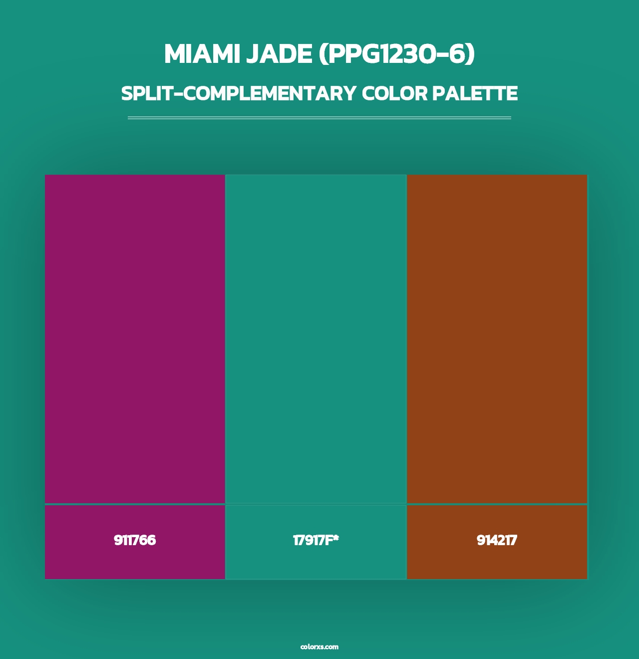 Miami Jade (PPG1230-6) - Split-Complementary Color Palette