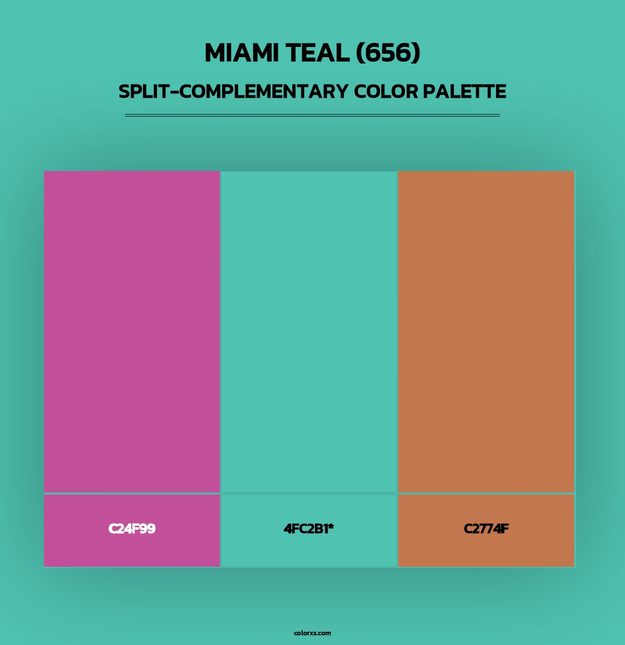 Miami Teal (656) - Split-Complementary Color Palette