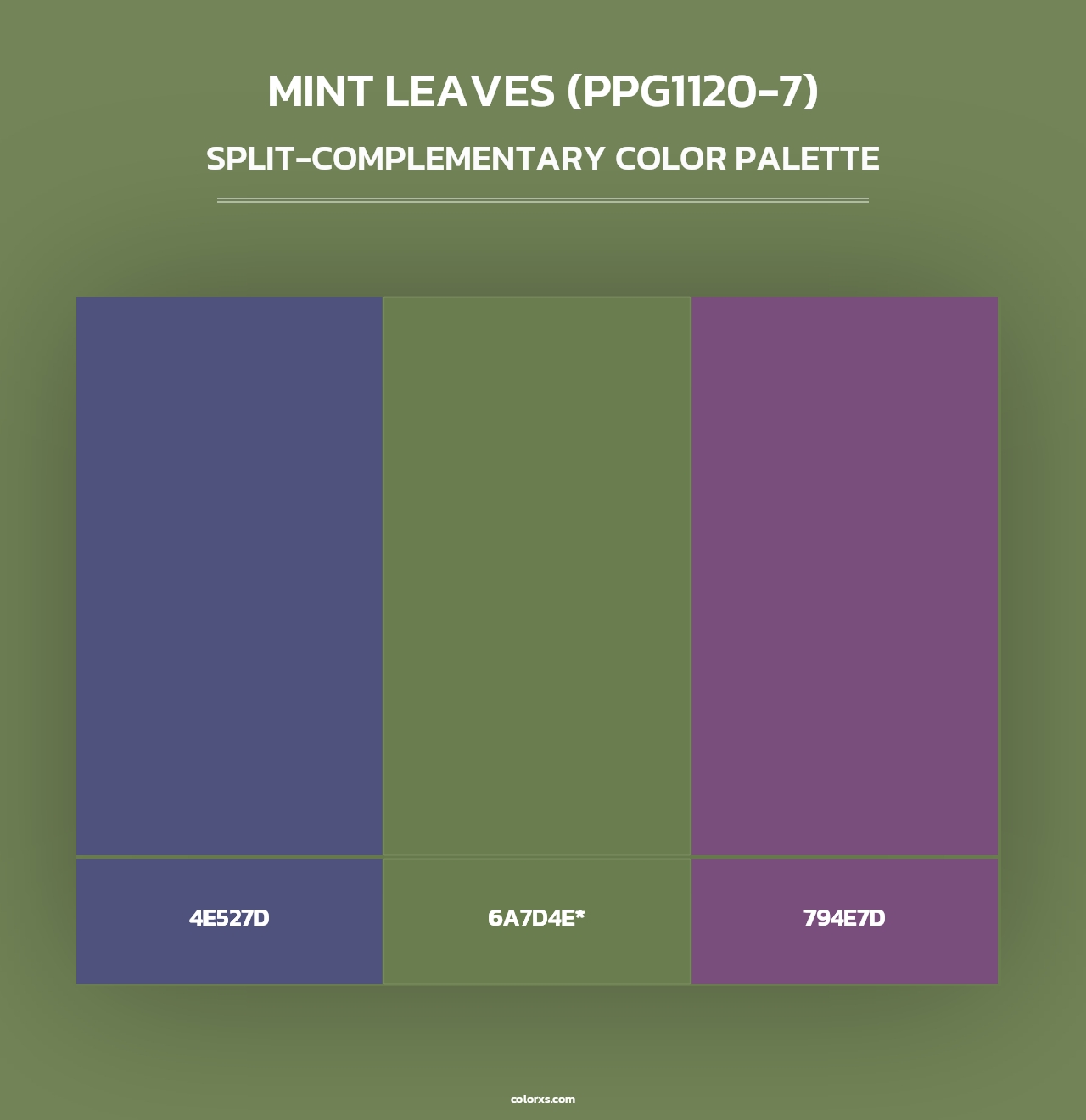 Mint Leaves (PPG1120-7) - Split-Complementary Color Palette