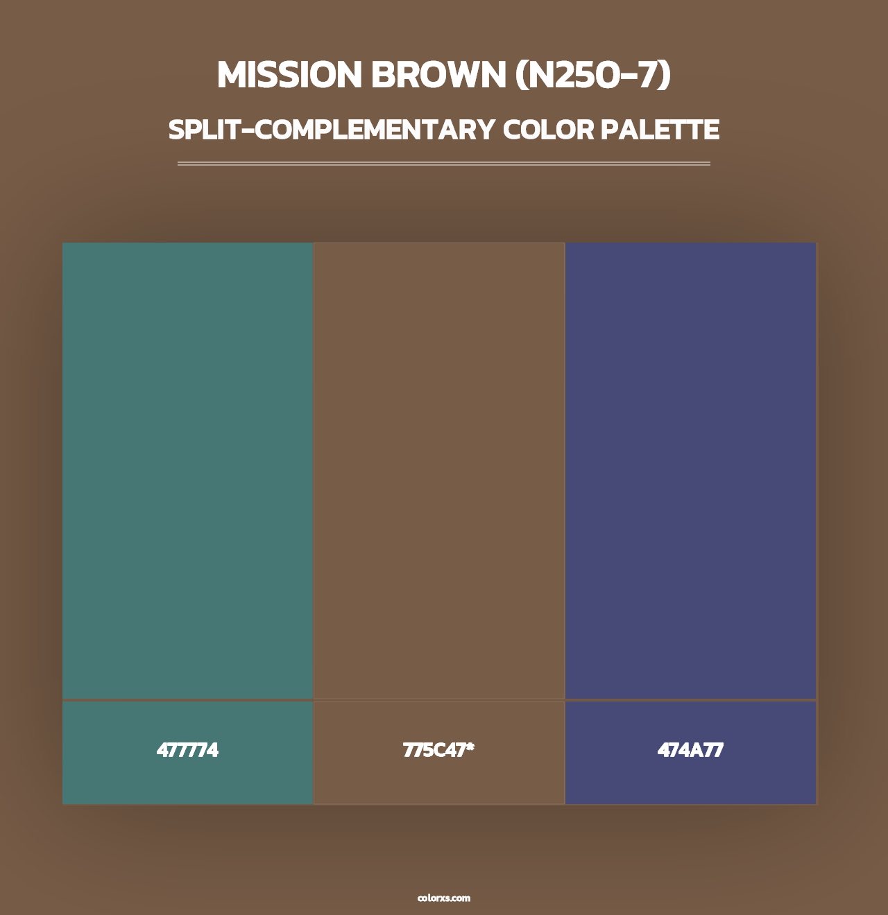 Mission Brown (N250-7) - Split-Complementary Color Palette