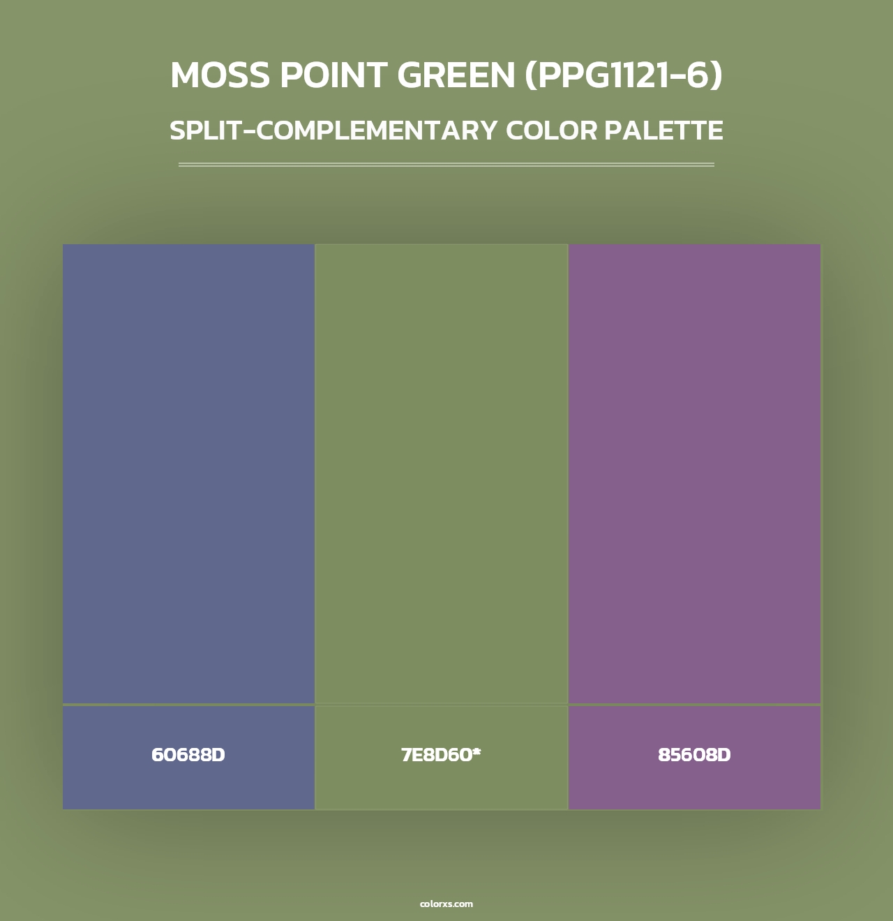 Moss Point Green (PPG1121-6) - Split-Complementary Color Palette