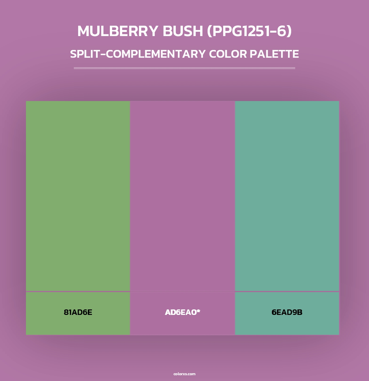 Mulberry Bush (PPG1251-6) - Split-Complementary Color Palette