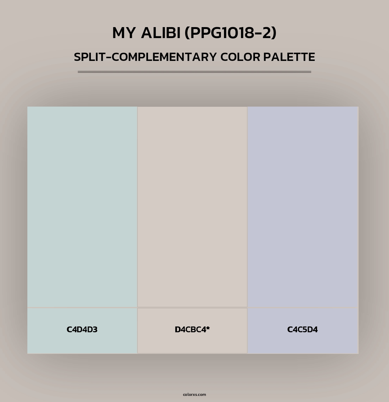 My Alibi (PPG1018-2) - Split-Complementary Color Palette