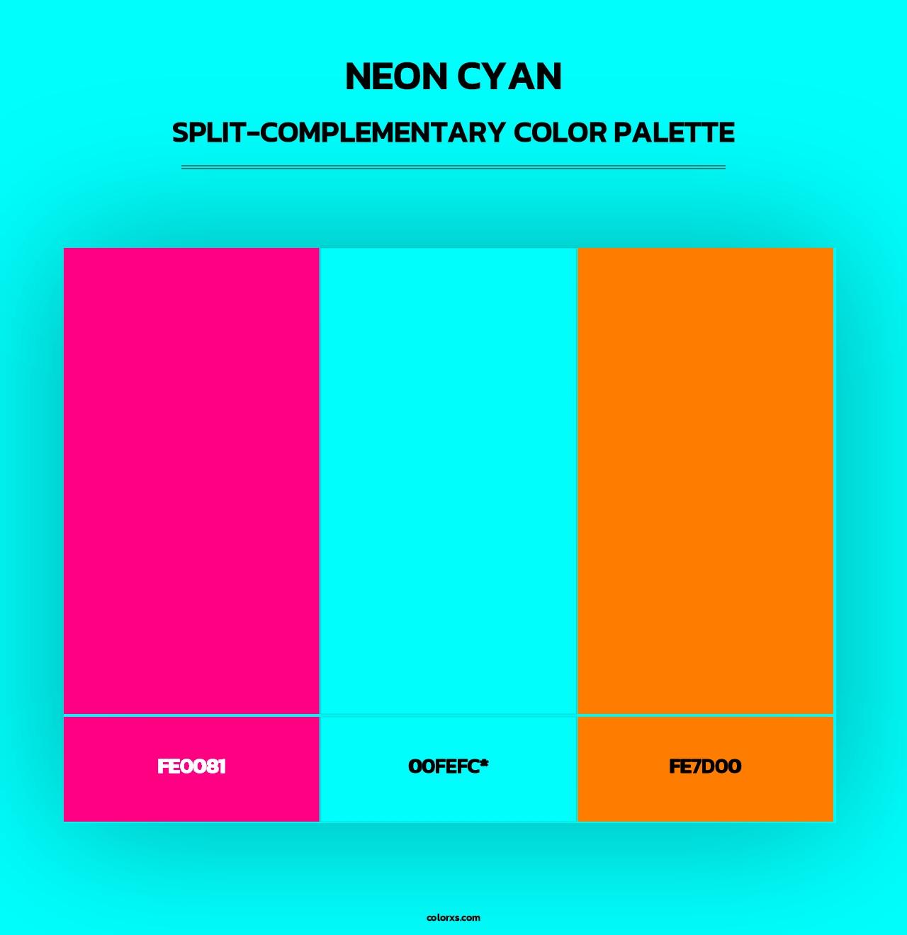 Neon Cyan - Split-Complementary Color Palette