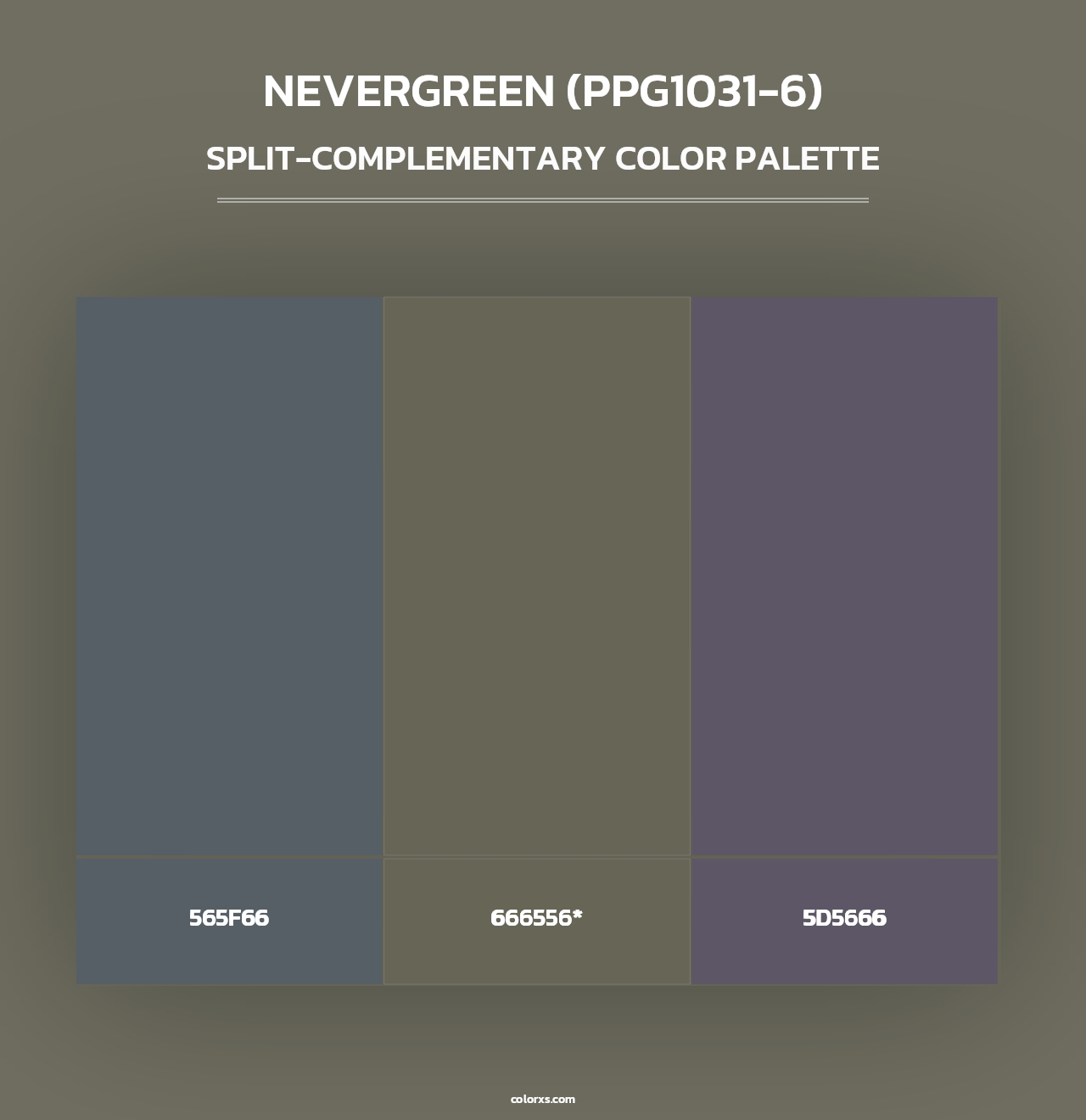 Nevergreen (PPG1031-6) - Split-Complementary Color Palette