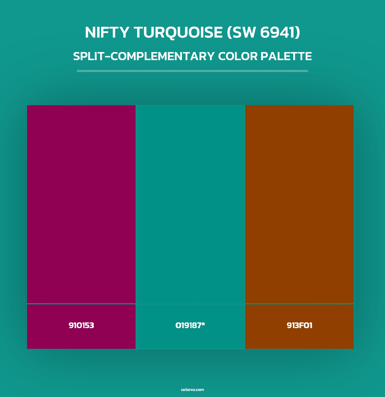 Nifty Turquoise (SW 6941) - Split-Complementary Color Palette