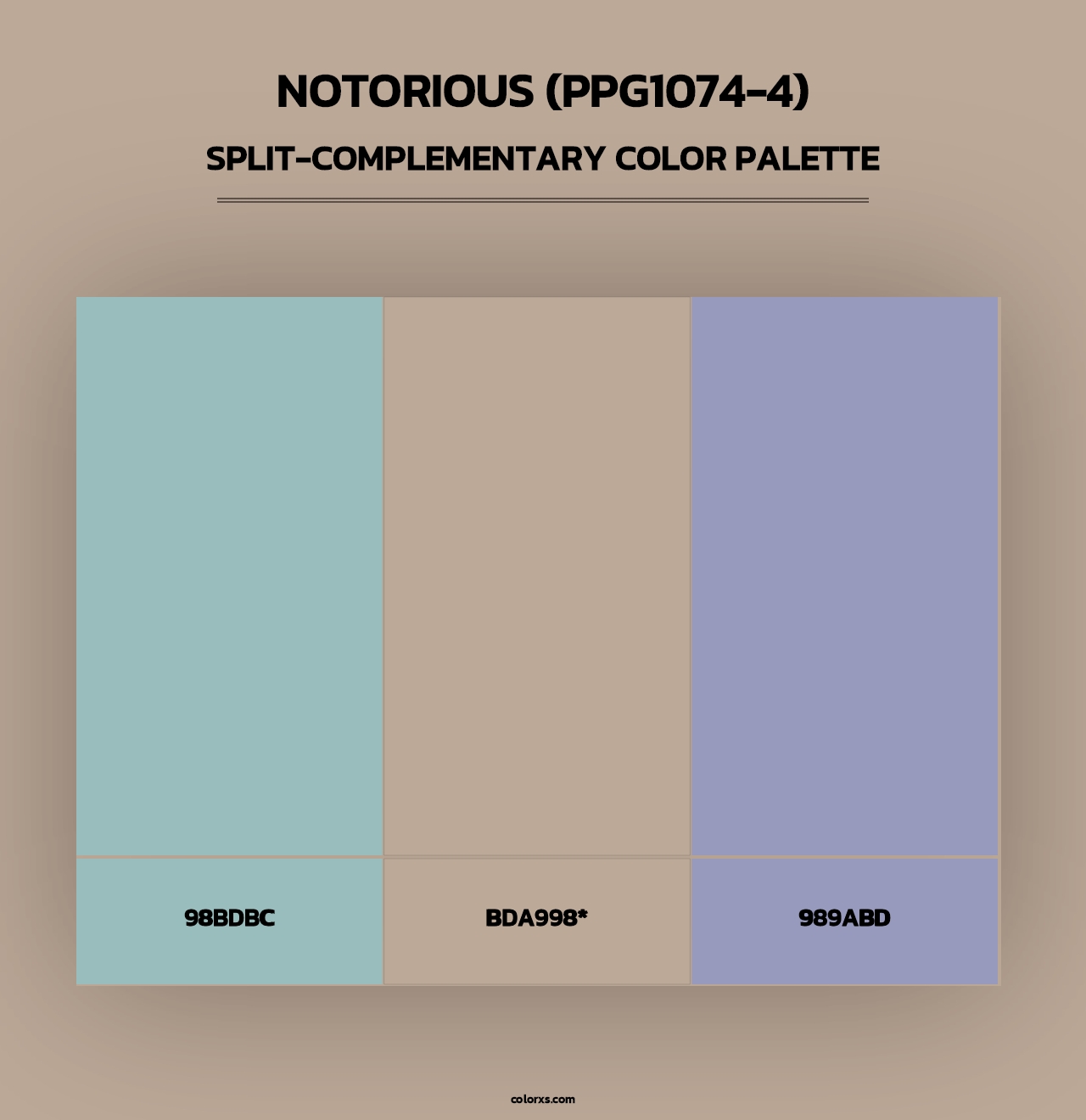 Notorious (PPG1074-4) - Split-Complementary Color Palette
