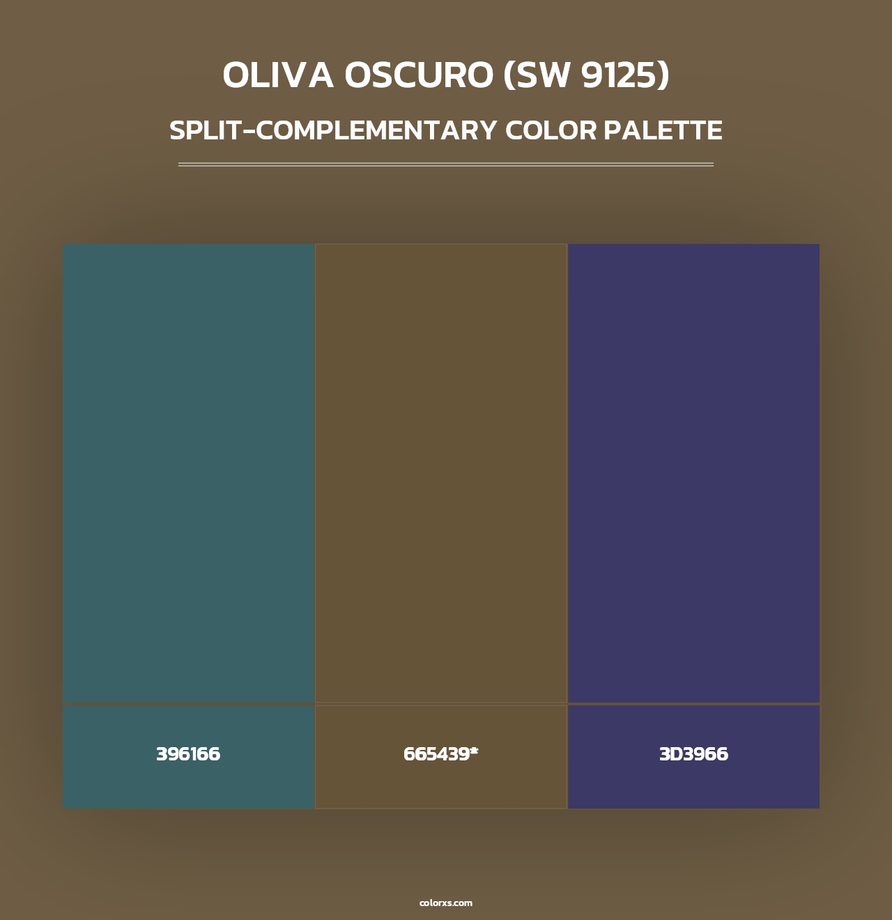 Oliva Oscuro (SW 9125) - Split-Complementary Color Palette