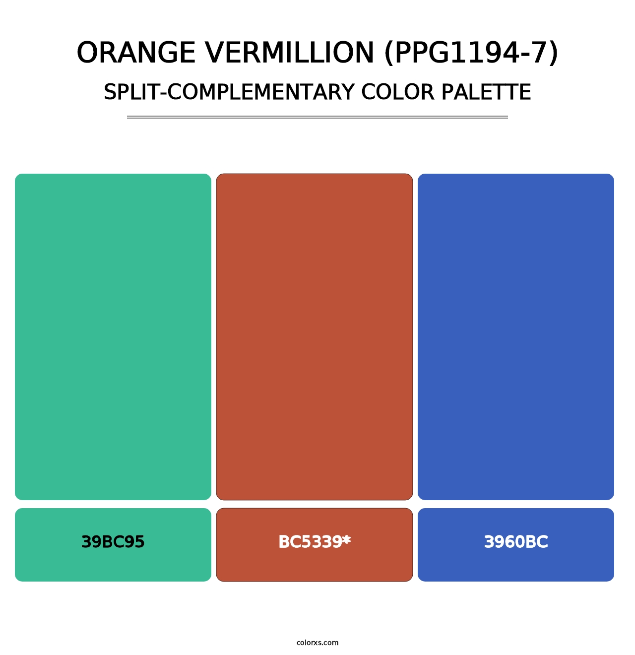 Orange Vermillion (PPG1194-7) - Split-Complementary Color Palette