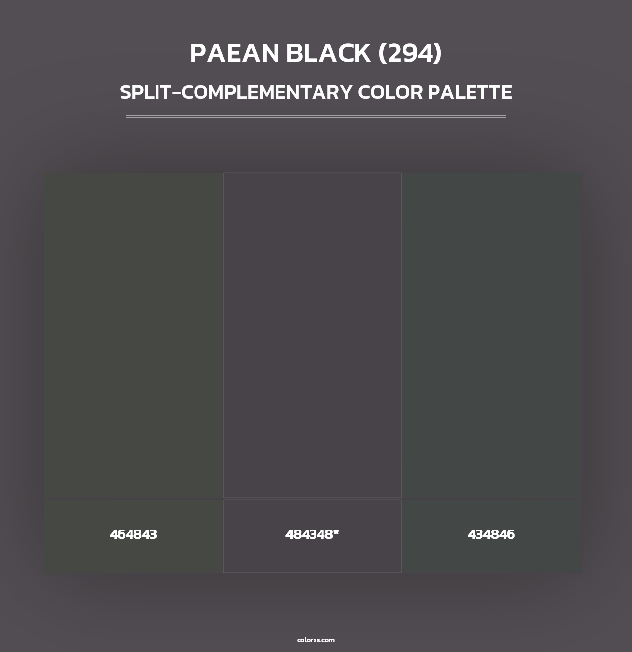 Paean Black (294) - Split-Complementary Color Palette