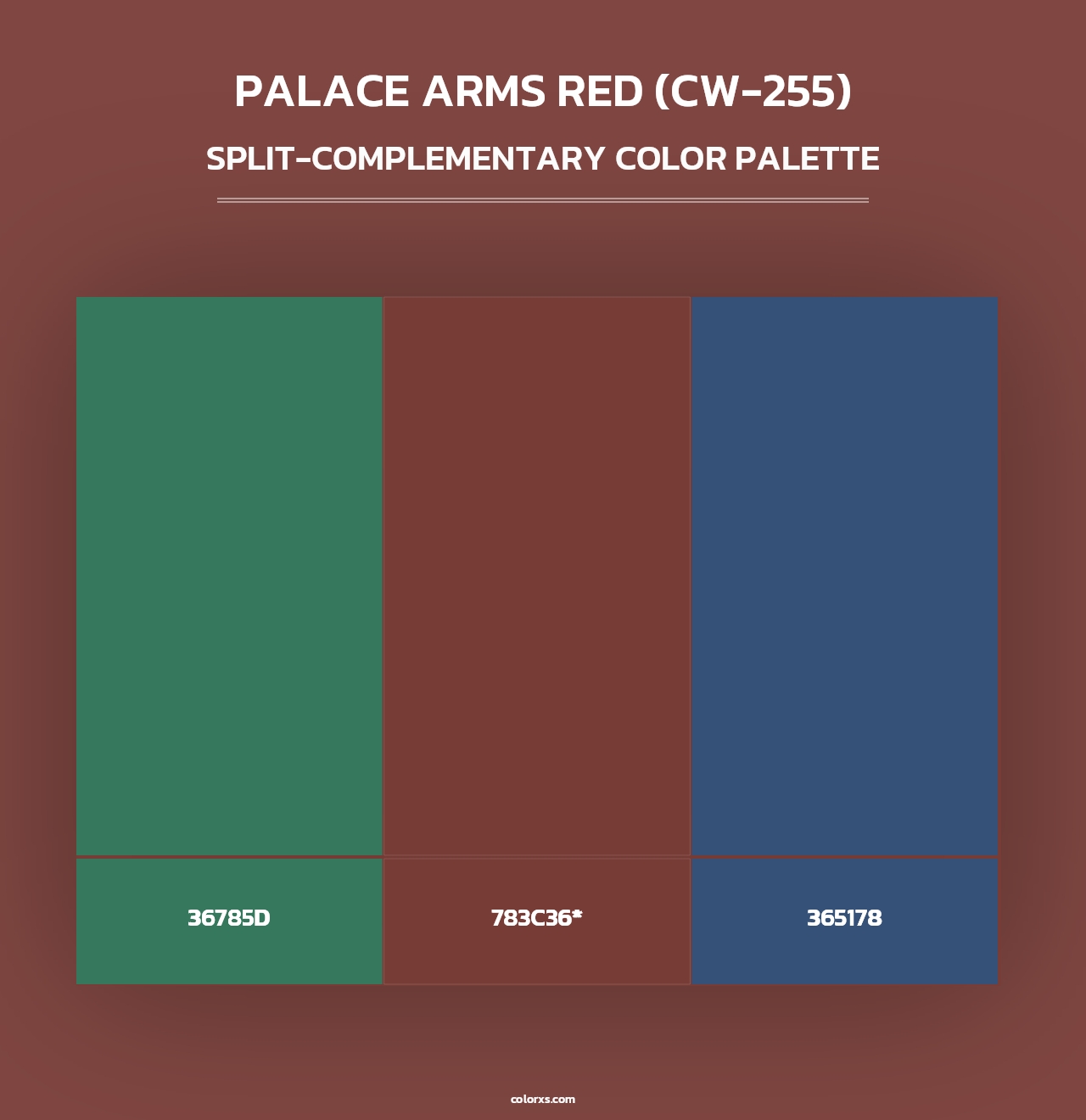 Palace Arms Red (CW-255) - Split-Complementary Color Palette