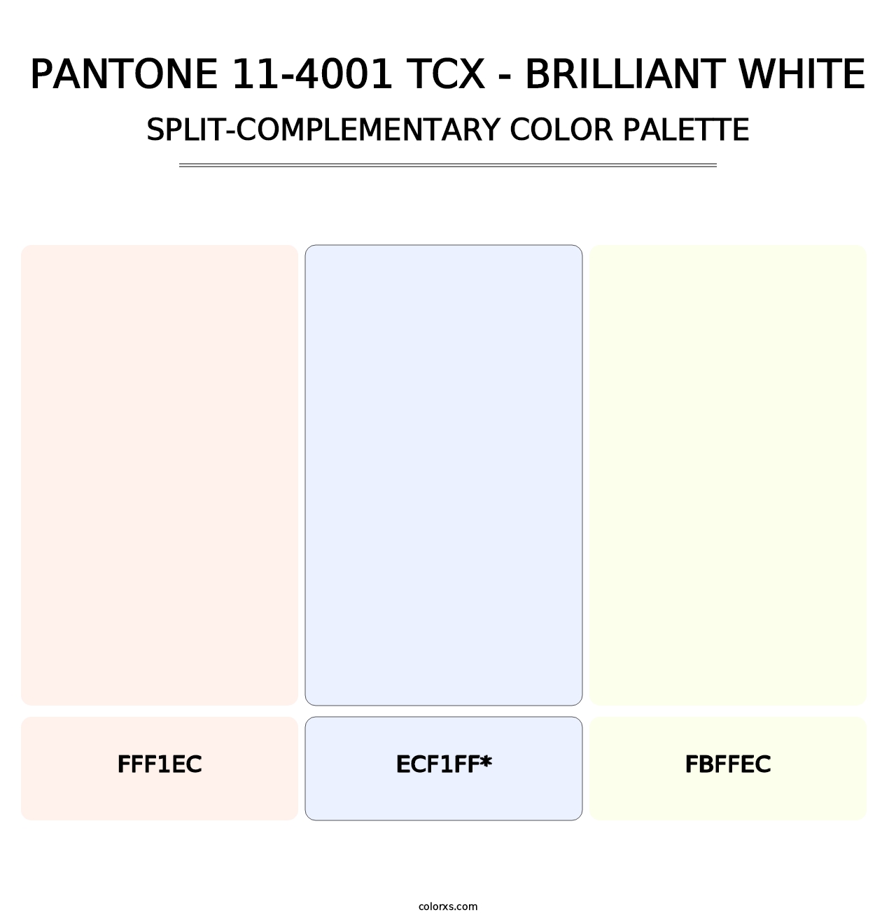 PANTONE 11-4001 TCX - Brilliant White - Split-Complementary Color Palette