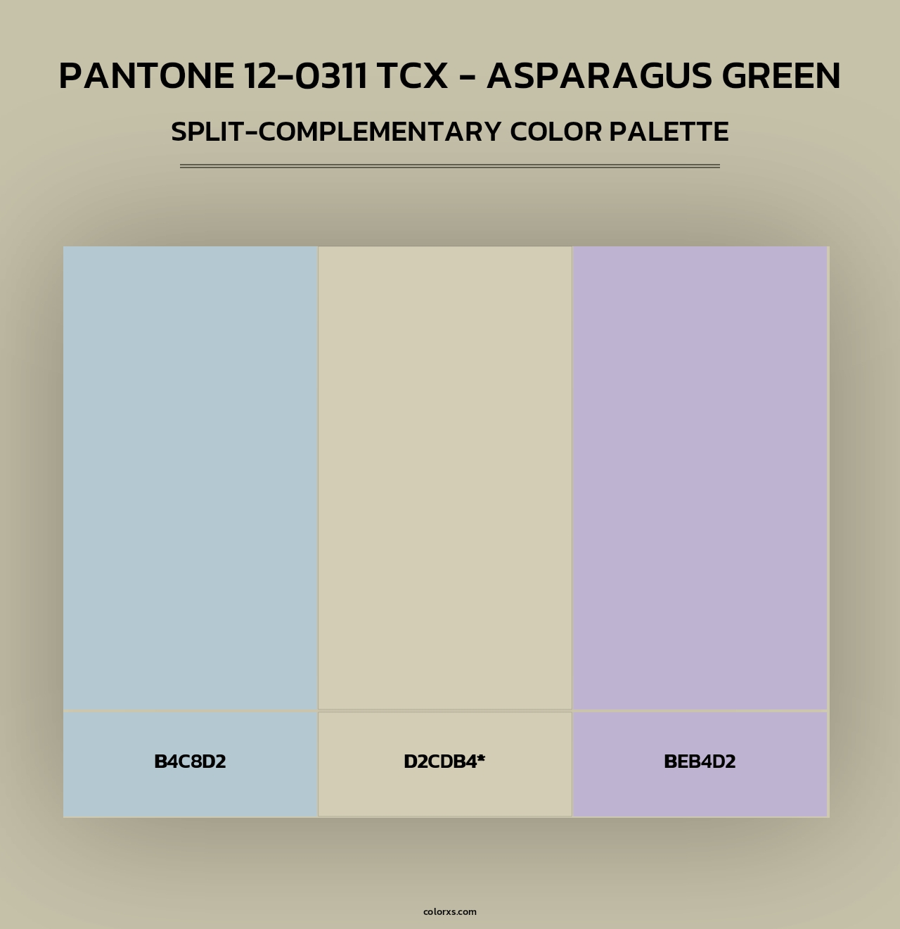 PANTONE 12-0311 TCX - Asparagus Green - Split-Complementary Color Palette