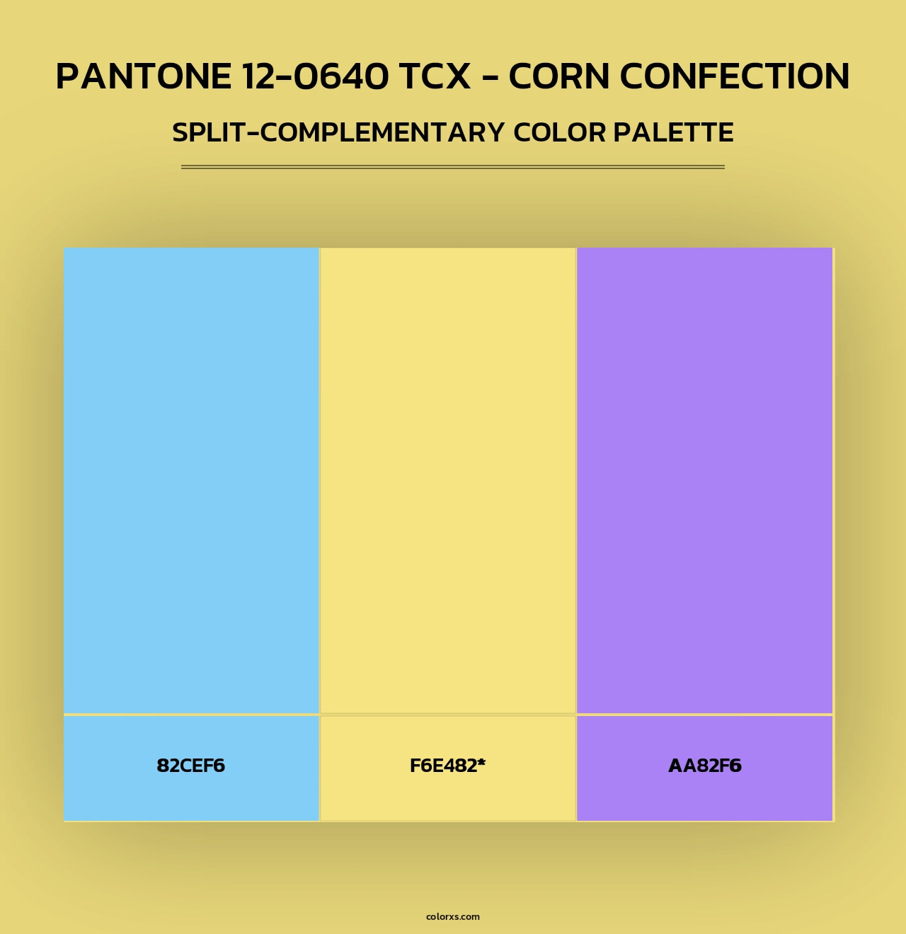 PANTONE 12-0640 TCX - Corn Confection - Split-Complementary Color Palette