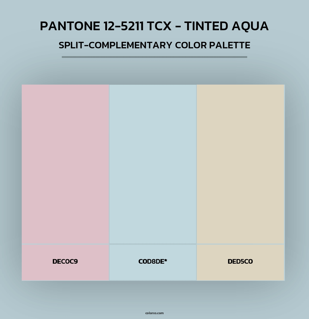 PANTONE 12-5211 TCX - Tinted Aqua - Split-Complementary Color Palette