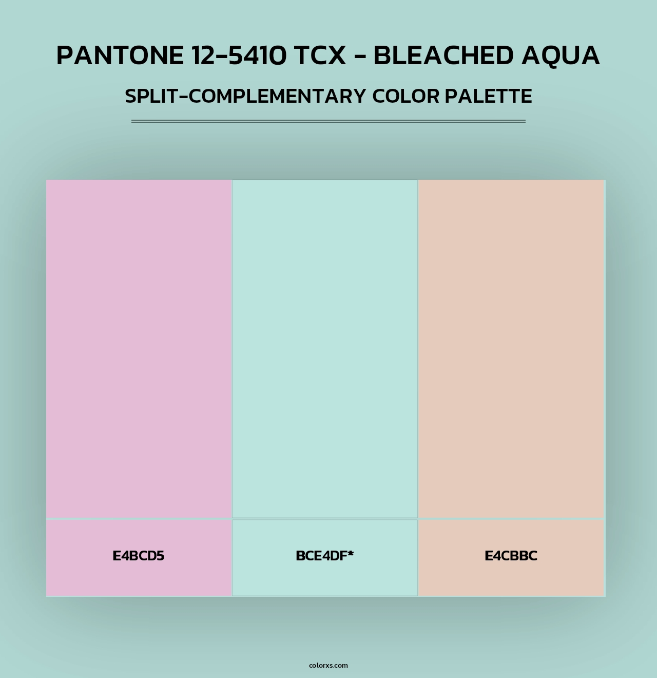 PANTONE 12-5410 TCX - Bleached Aqua - Split-Complementary Color Palette