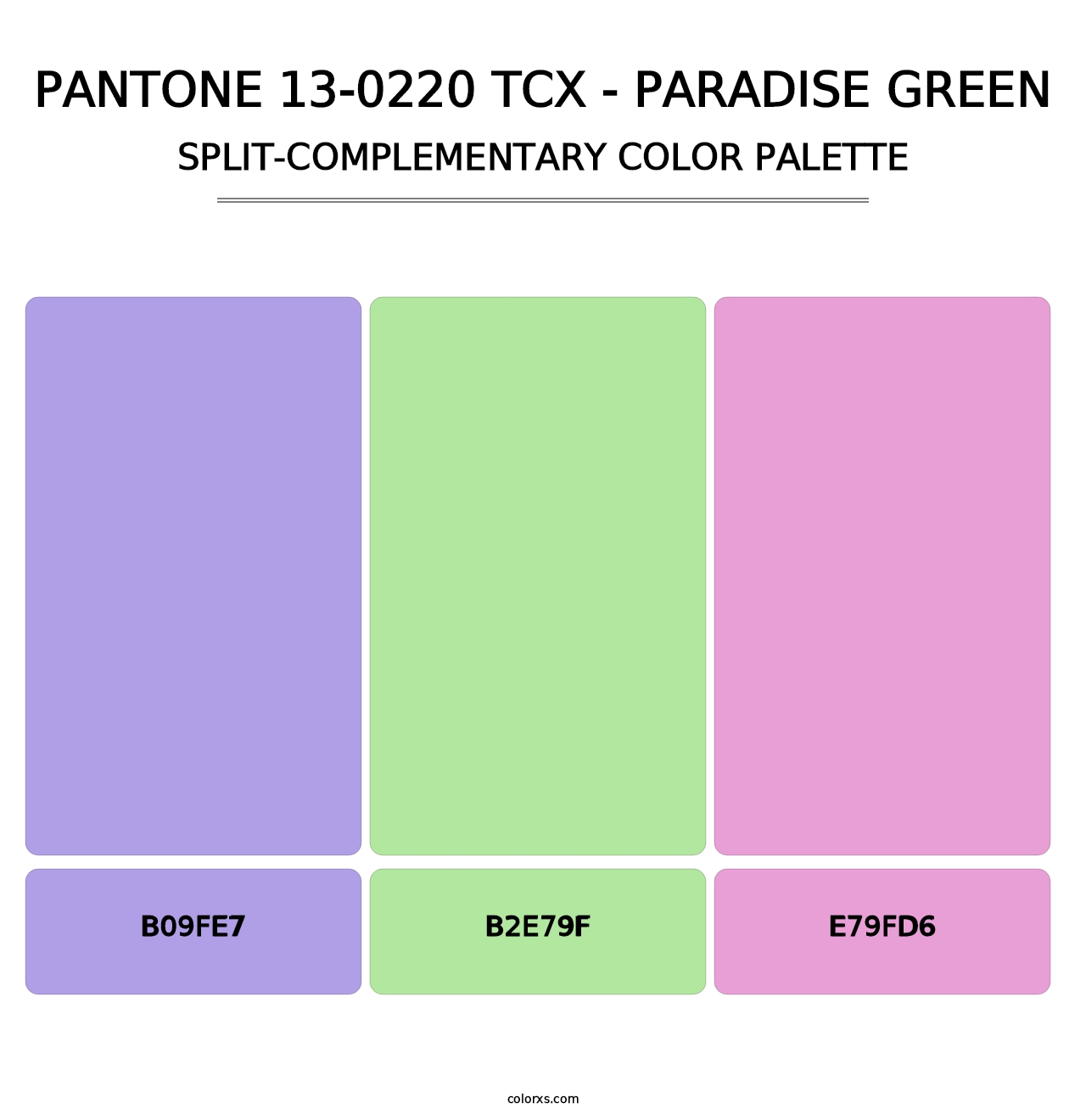 PANTONE 13-0220 TCX - Paradise Green - Split-Complementary Color Palette