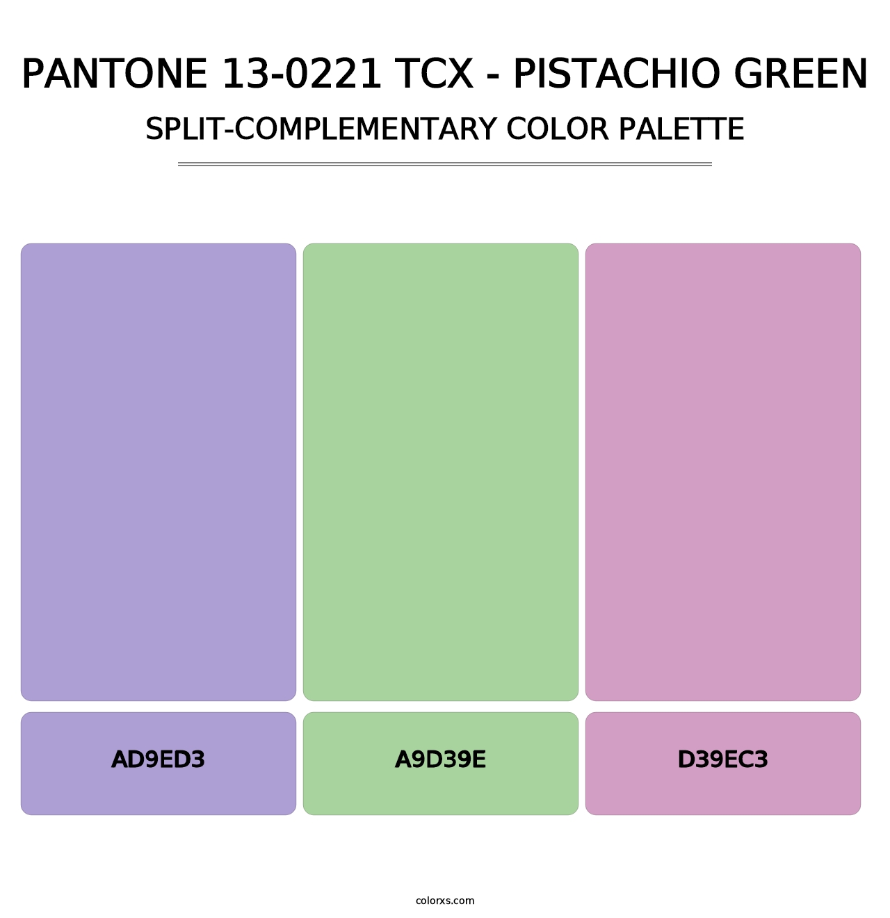 PANTONE 13-0221 TCX - Pistachio Green - Split-Complementary Color Palette