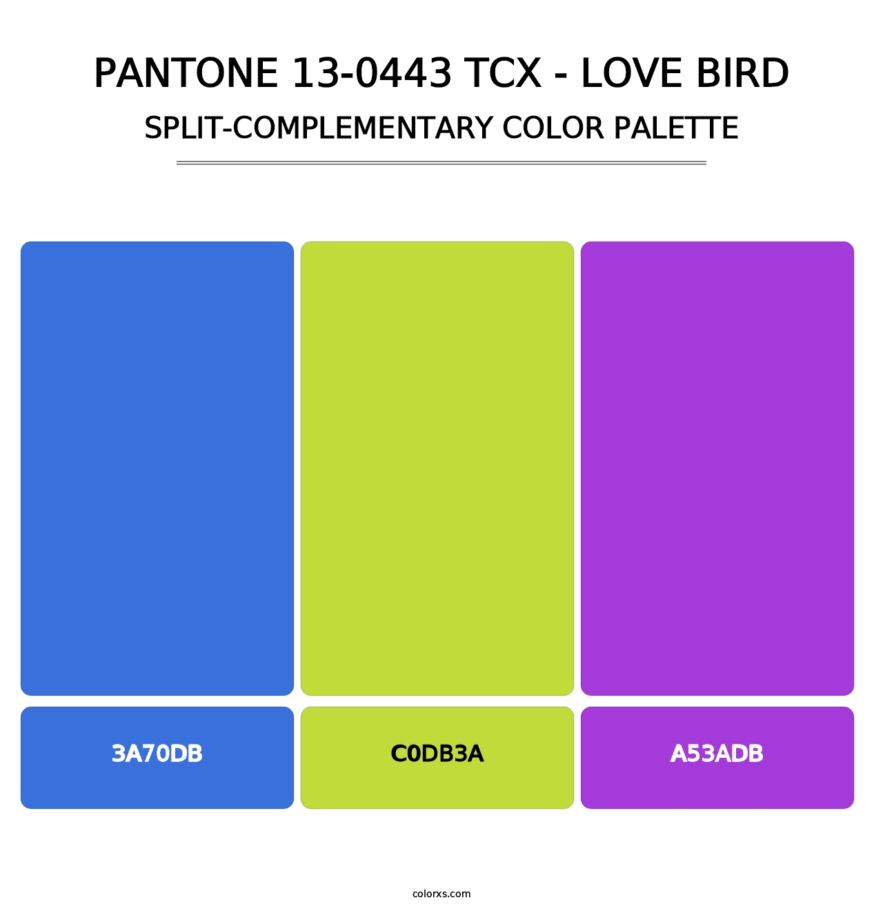 PANTONE 13-0443 TCX - Love Bird - Split-Complementary Color Palette