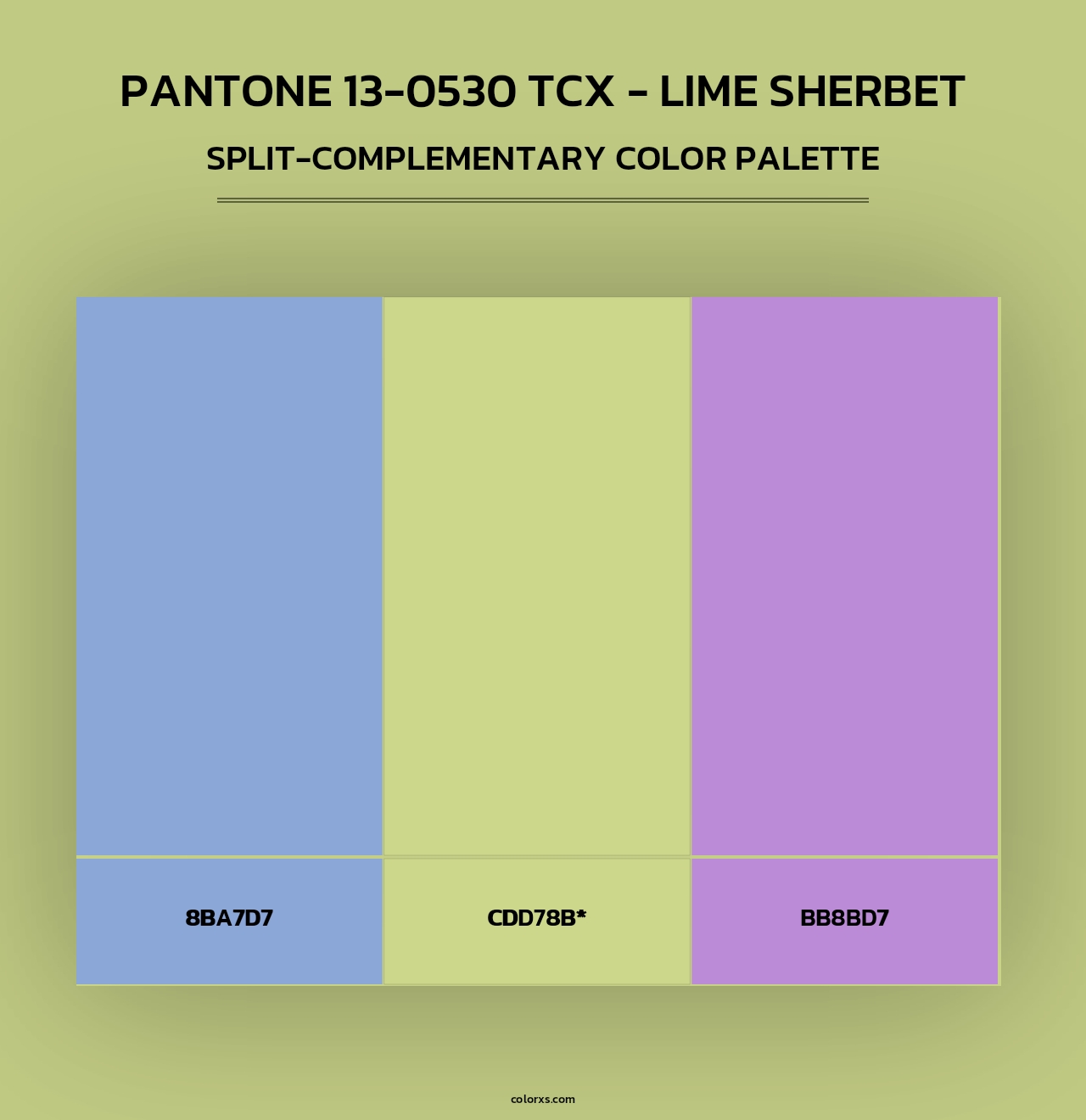 PANTONE 13-0530 TCX - Lime Sherbet - Split-Complementary Color Palette