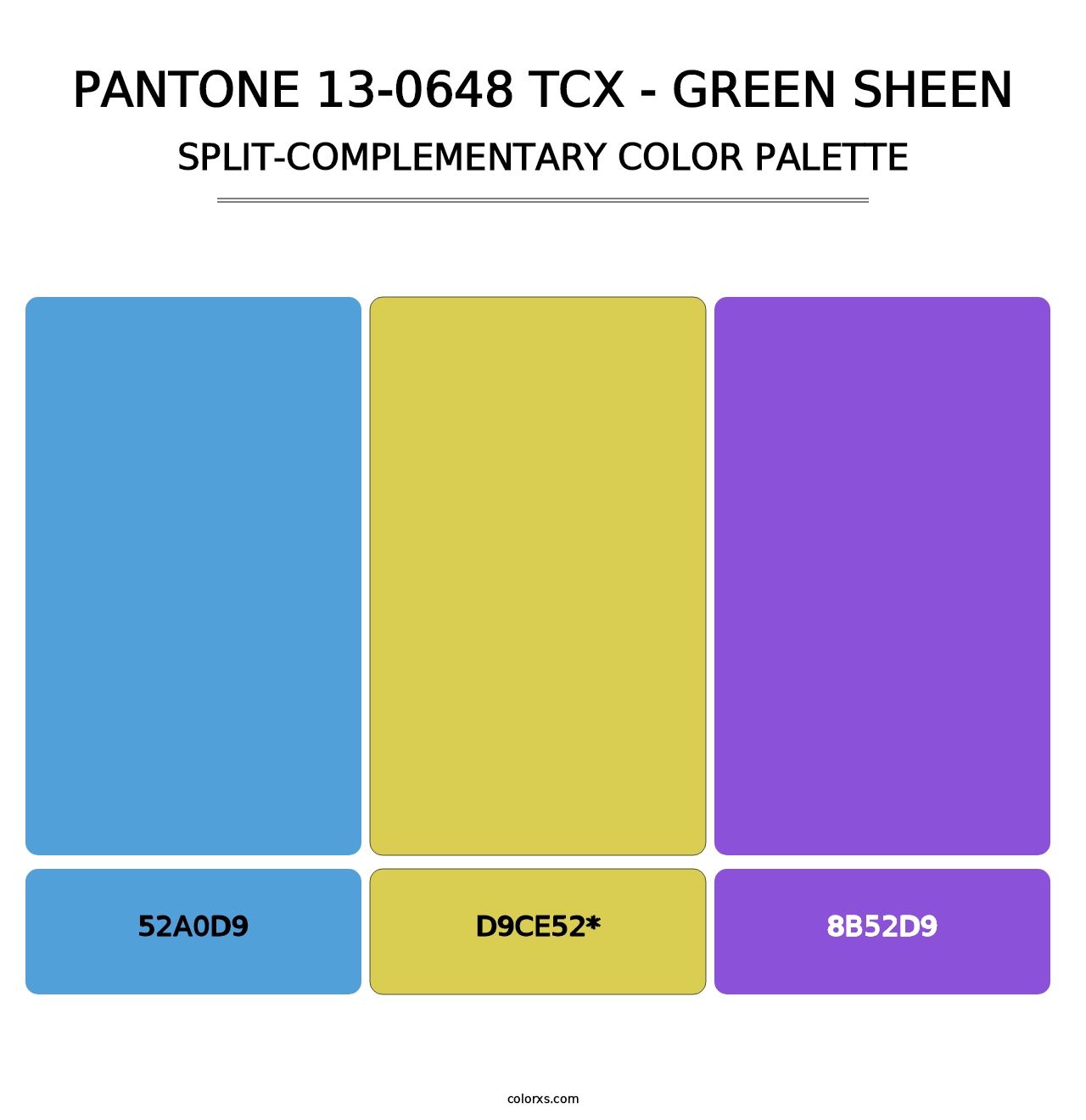 PANTONE 13-0648 TCX - Green Sheen - Split-Complementary Color Palette