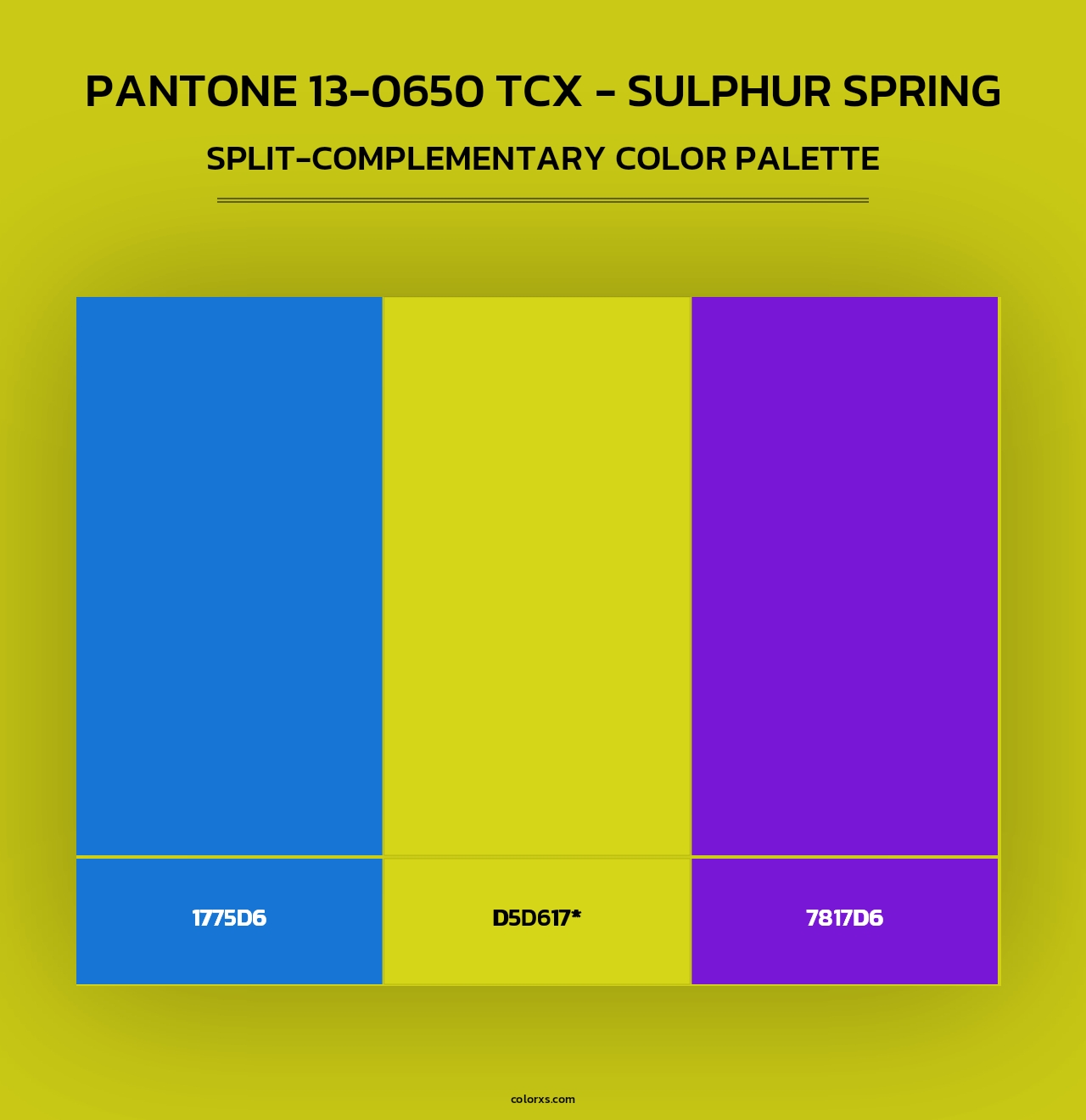 PANTONE 13-0650 TCX - Sulphur Spring - Split-Complementary Color Palette