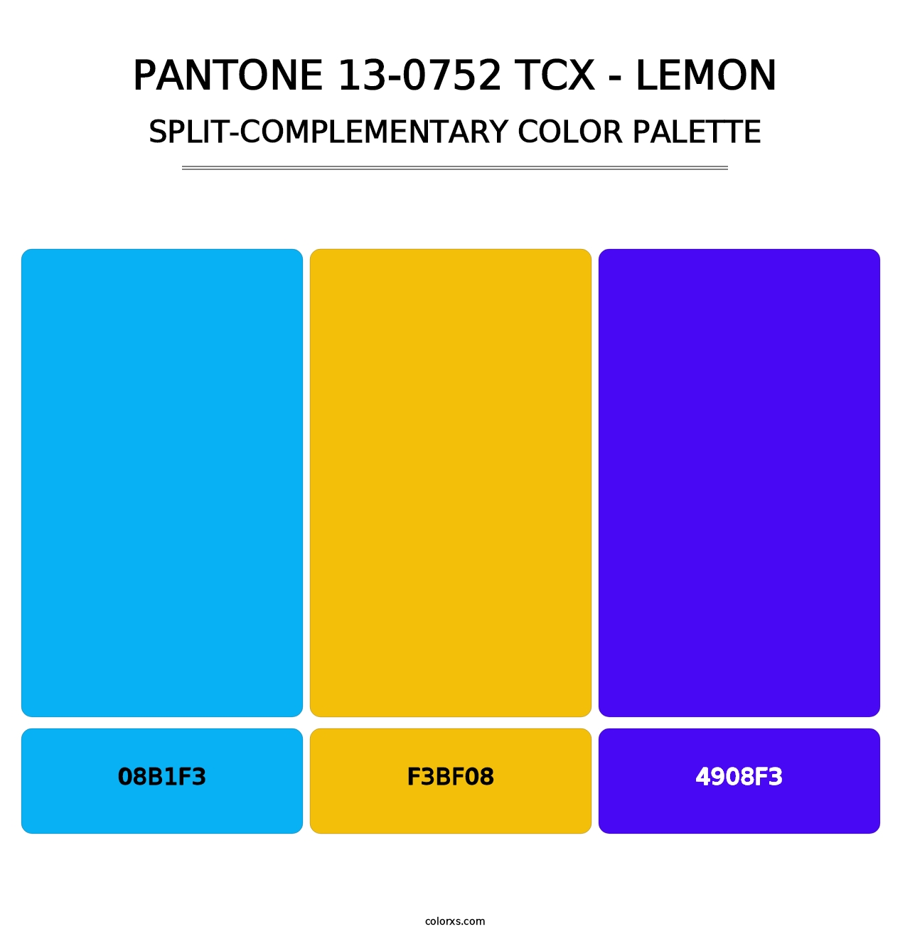 PANTONE 13-0752 TCX - Lemon - Split-Complementary Color Palette