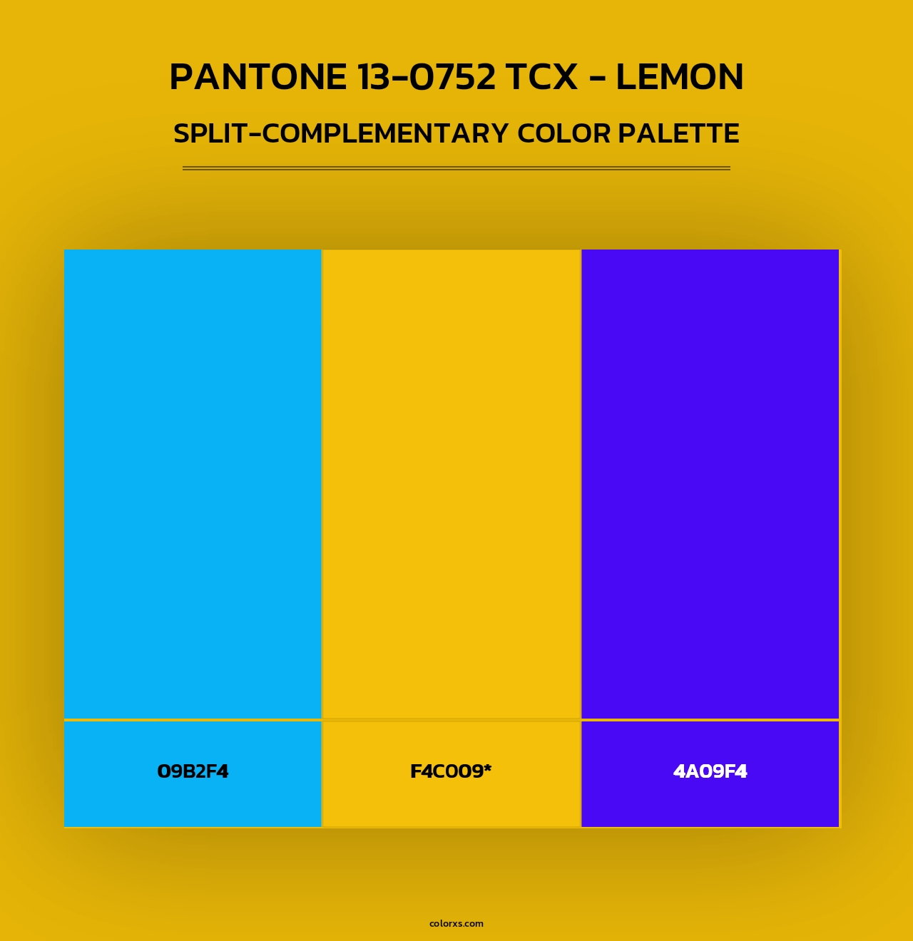 PANTONE 13-0752 TCX - Lemon - Split-Complementary Color Palette