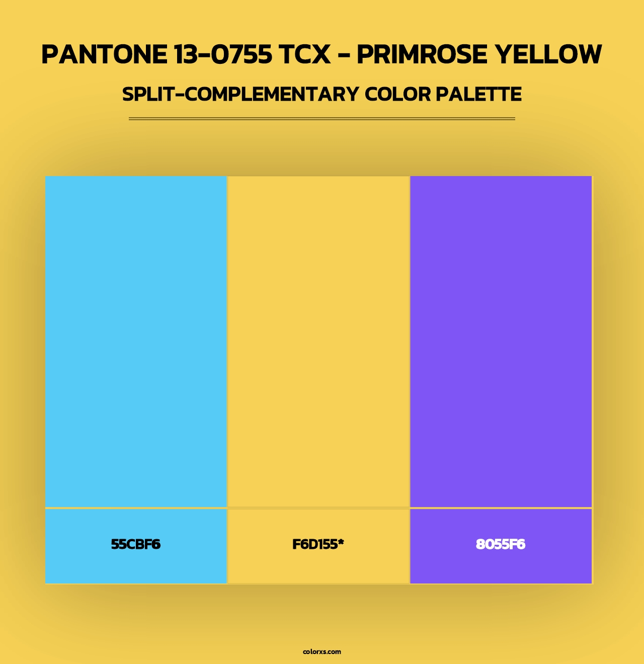 PANTONE 13-0755 TCX - Primrose Yellow - Split-Complementary Color Palette