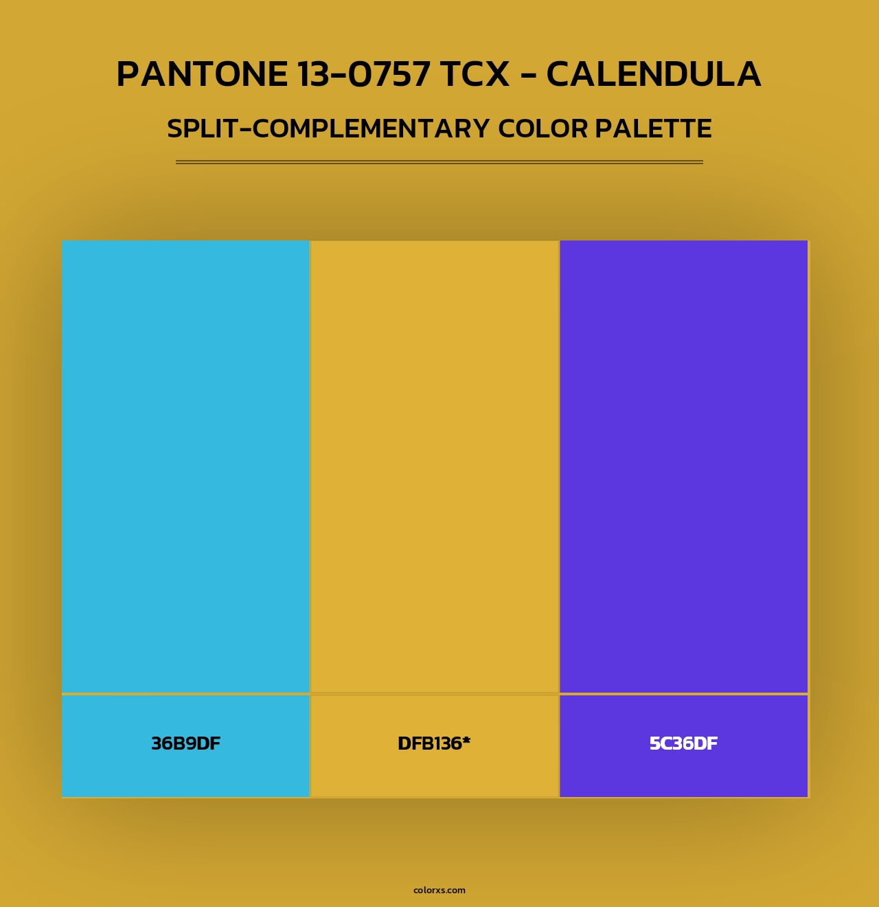 PANTONE 13-0757 TCX - Calendula - Split-Complementary Color Palette