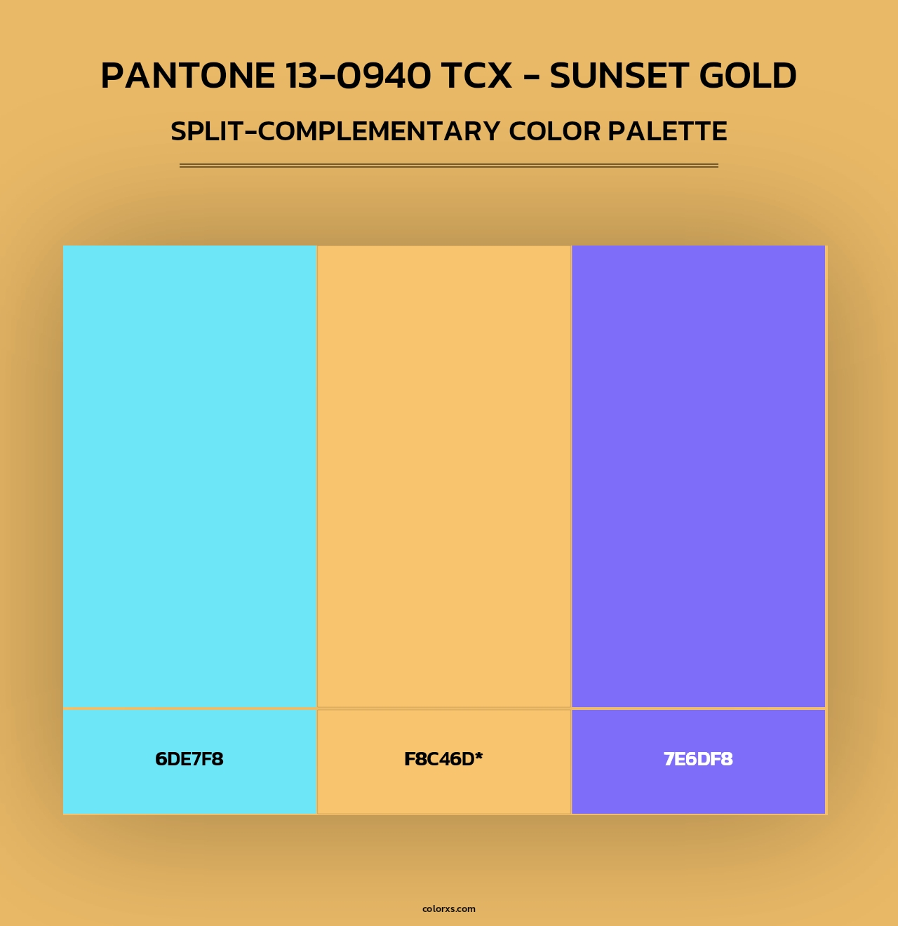 PANTONE 13-0940 TCX - Sunset Gold - Split-Complementary Color Palette