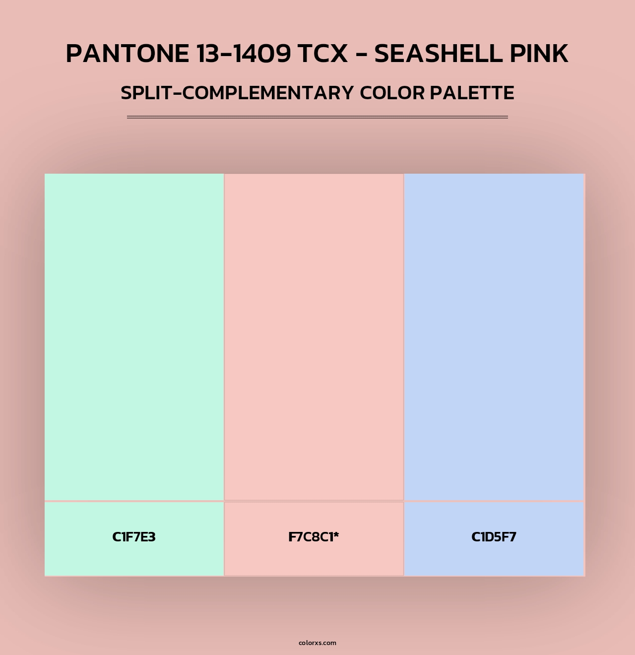 PANTONE 13-1409 TCX - Seashell Pink - Split-Complementary Color Palette